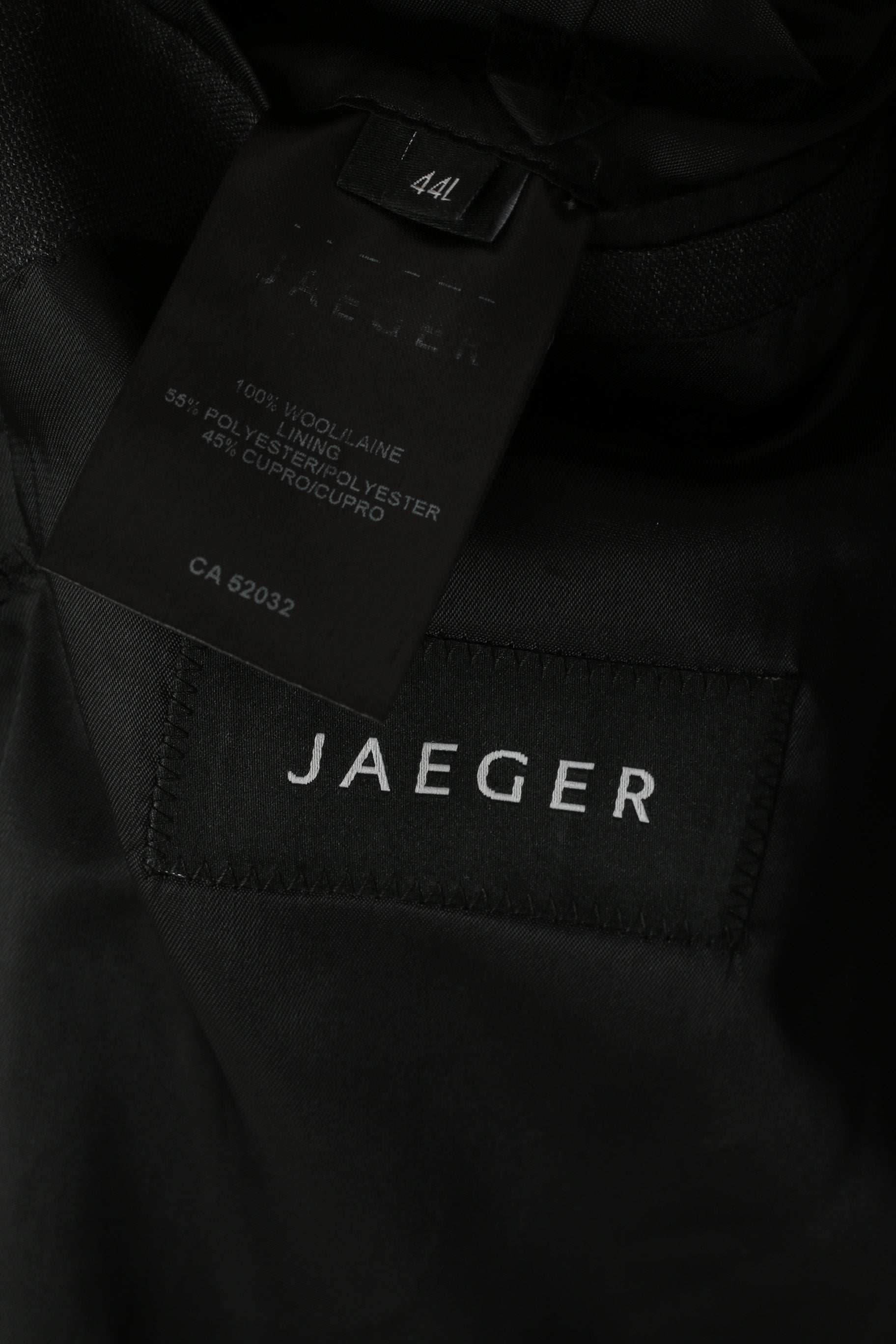 Jaeger Men 44 L Blazer Charcoal 100% Wool Single Breasted Jacket