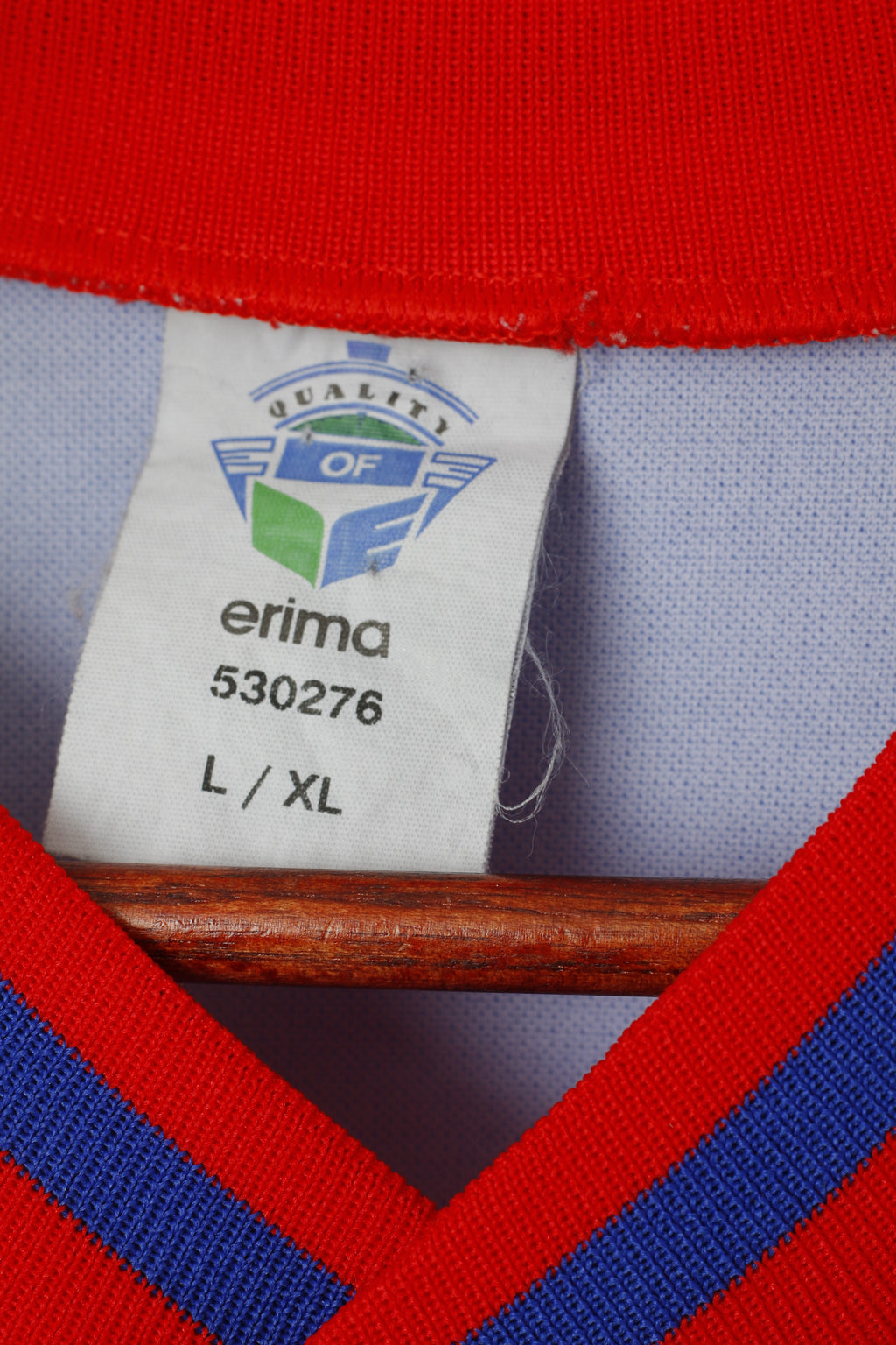 Erima Homme L / XL Chemise Bleu Marine Vintage Col V Sport Football #12 Active Top