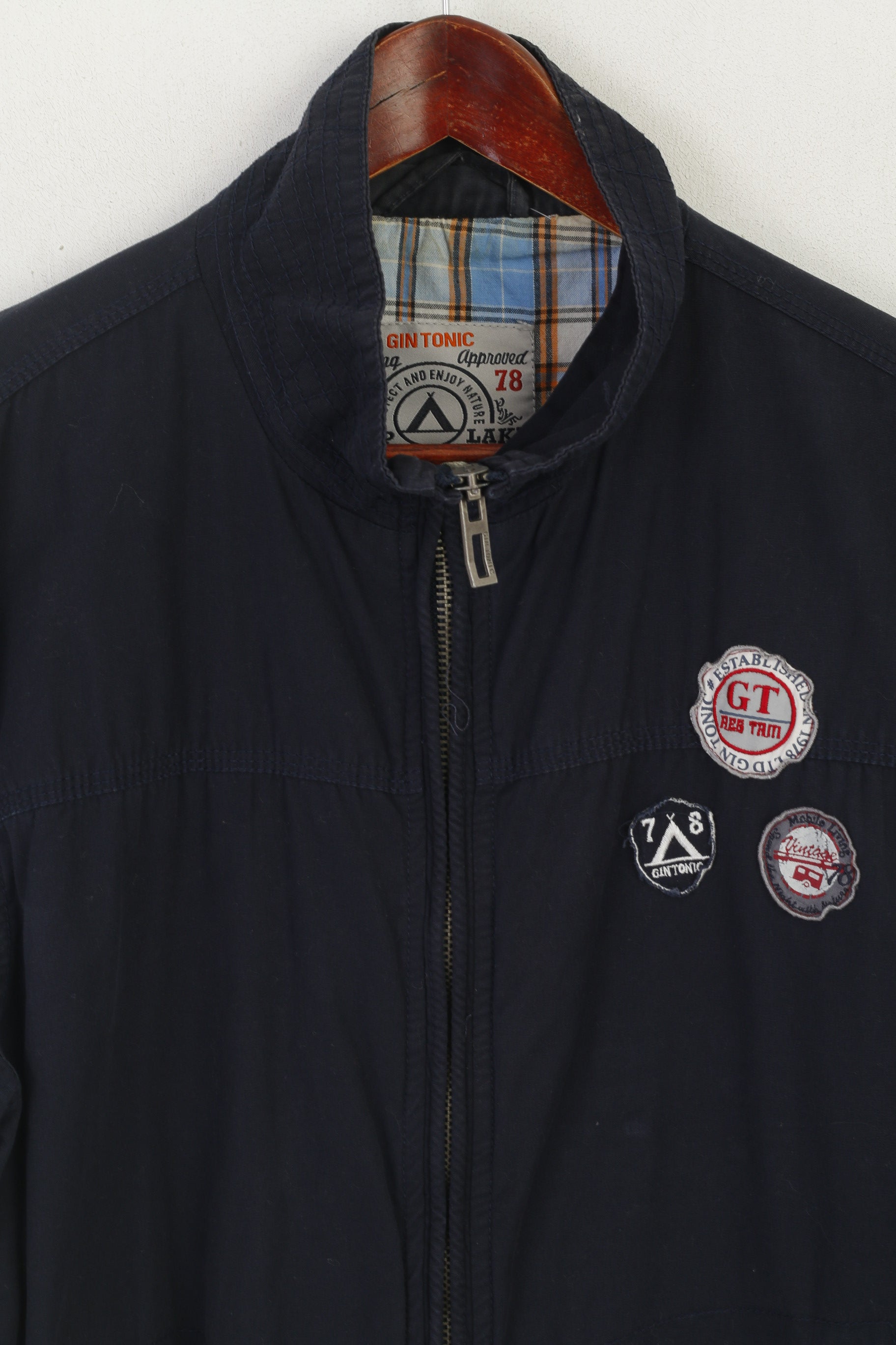 Gin Tonic Men M Jacket Navy Campground Cotton Camping Full Zip Harrington Top