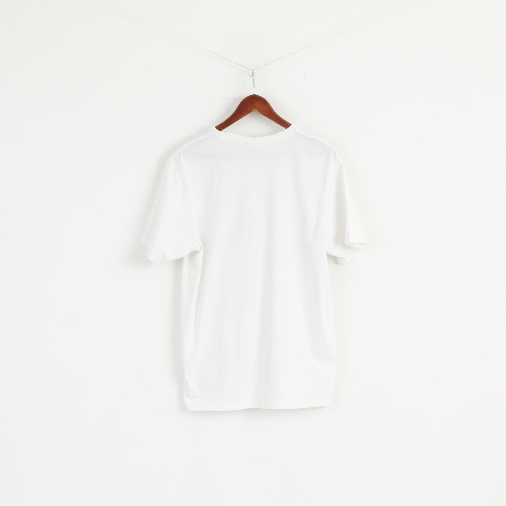 Adidas hommes L t-shirt blanc coton grand logo col rond manches courtes haut de sport