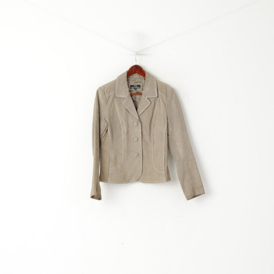 Wallace Sacks Leather Collection Women 12 40 M Jacket Grey Vintage Blazer