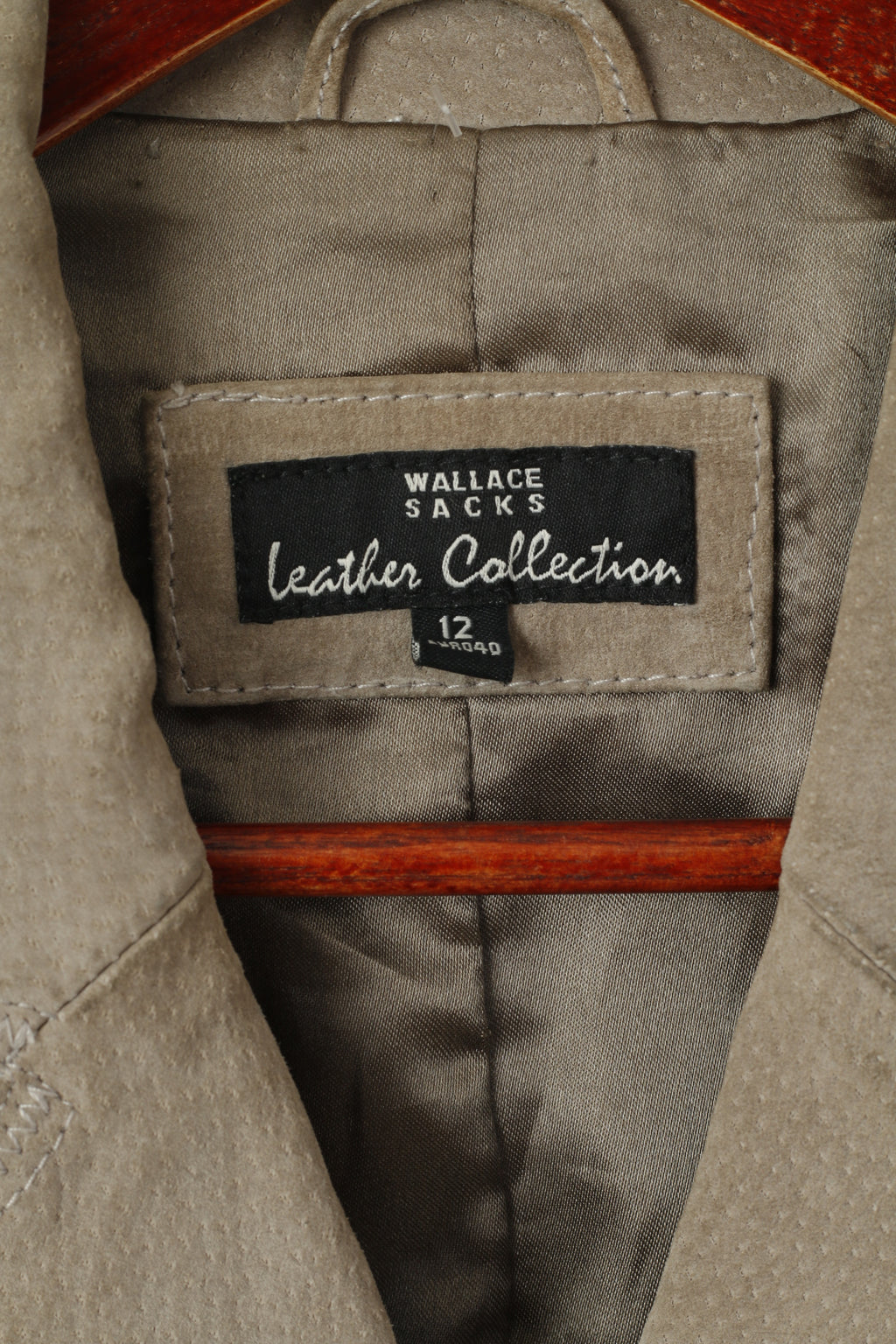 Wallace Sacks Leather Collection Women 12 40 M Jacket Grey Vintage Blazer