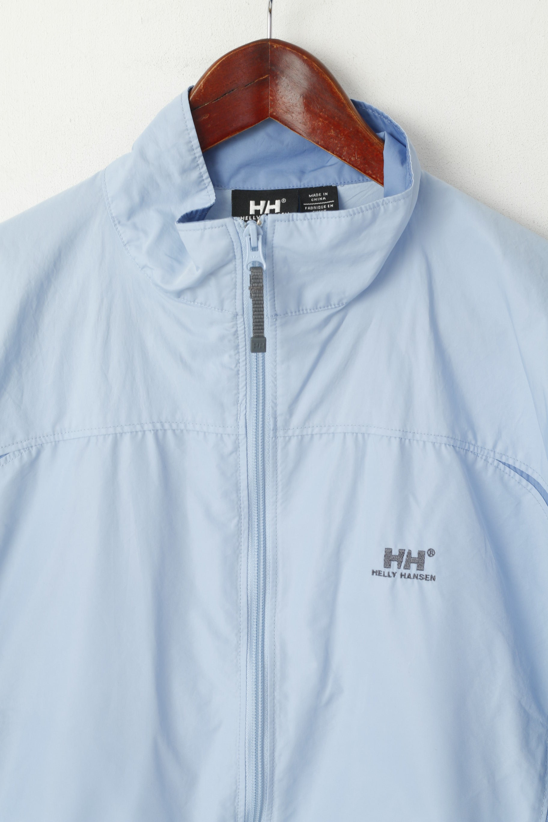 Helly Hansen Femmes L Veste Bleu Léger Zip Up Coupe-Vent Haut Court