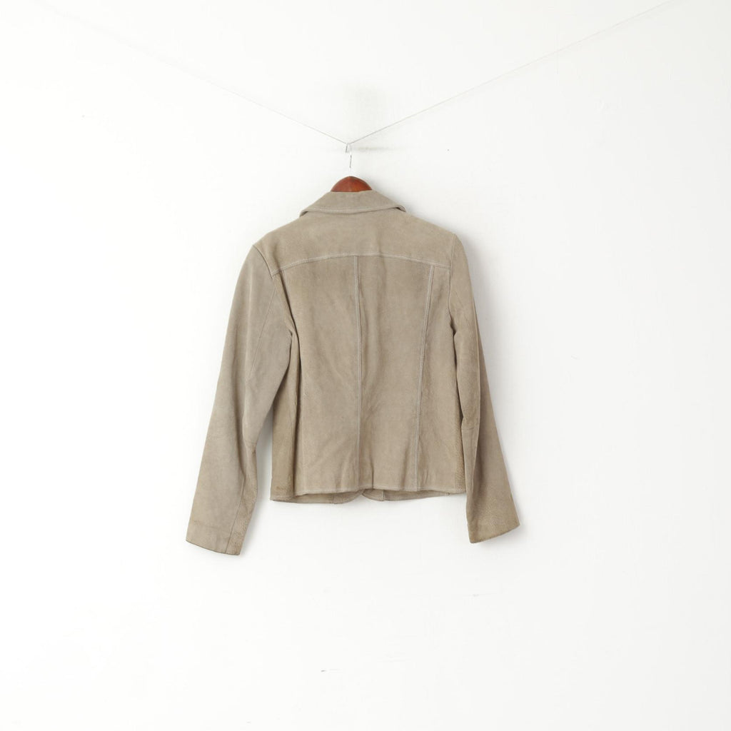 Wallace Sacks Leather Collection Women 12 40 M Jacket Grey Vintage Blazer