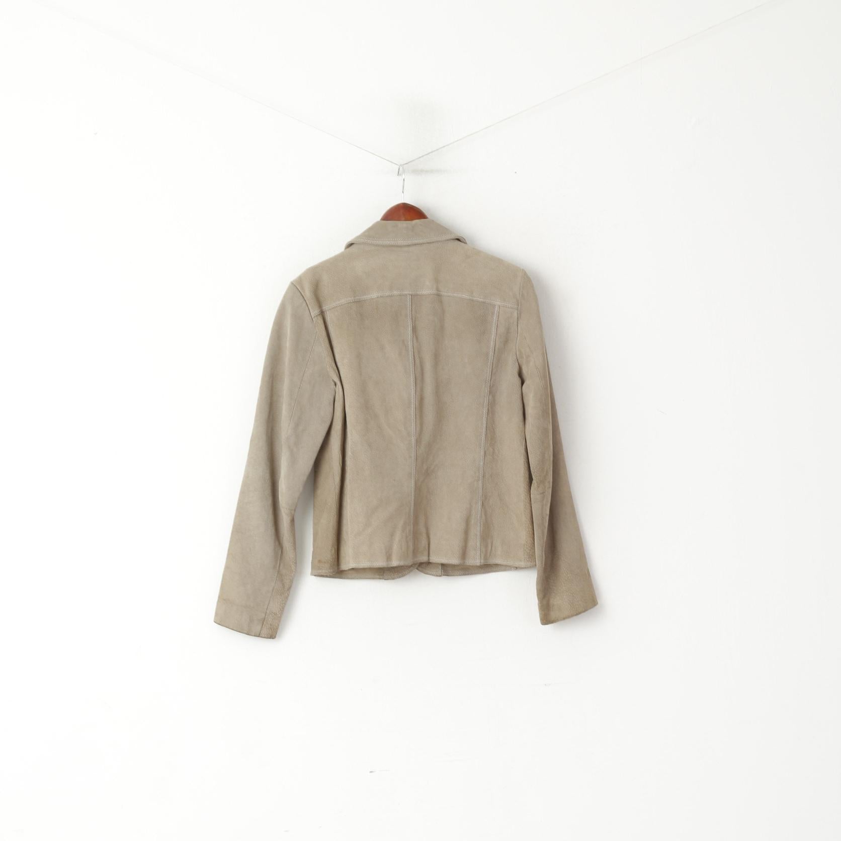 Wallace Sacks Leather Collection Women 12 40 M Jacket Grey Vintage Blazer