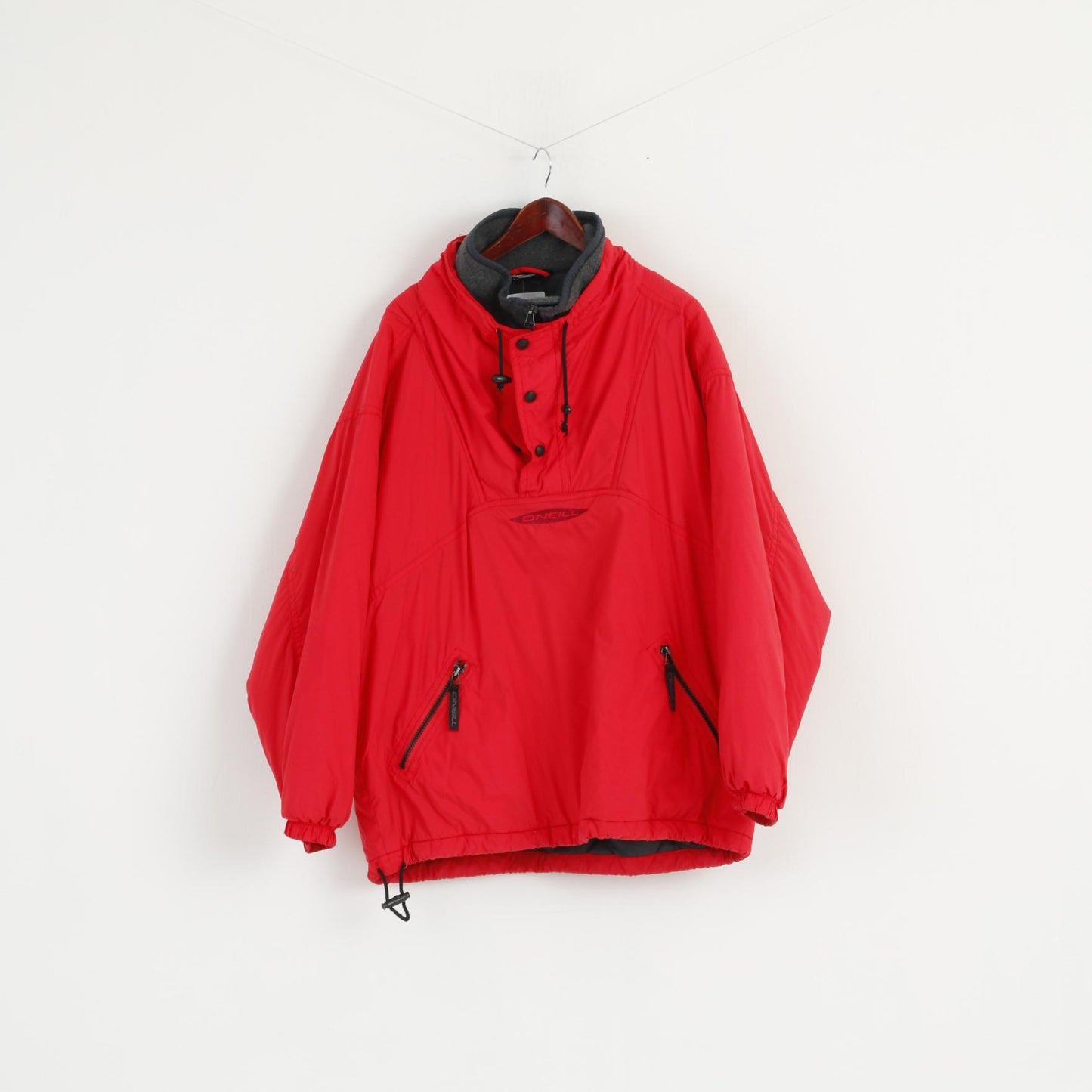 O'Neill Sportswear Men L Jacket Red Ski Snowboarding Pullover Zip Neck Padded Vintage Top