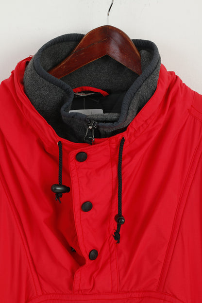 O'Neill Sportswear Giacca da uomo L Rossa Sci Snowboard Pullover Zip Collo imbottito Top vintage