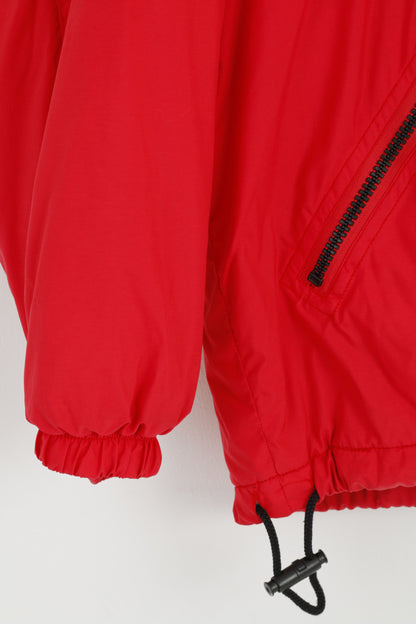 O'Neill Sportswear Giacca da uomo L Rossa Sci Snowboard Pullover Zip Collo imbottito Top vintage