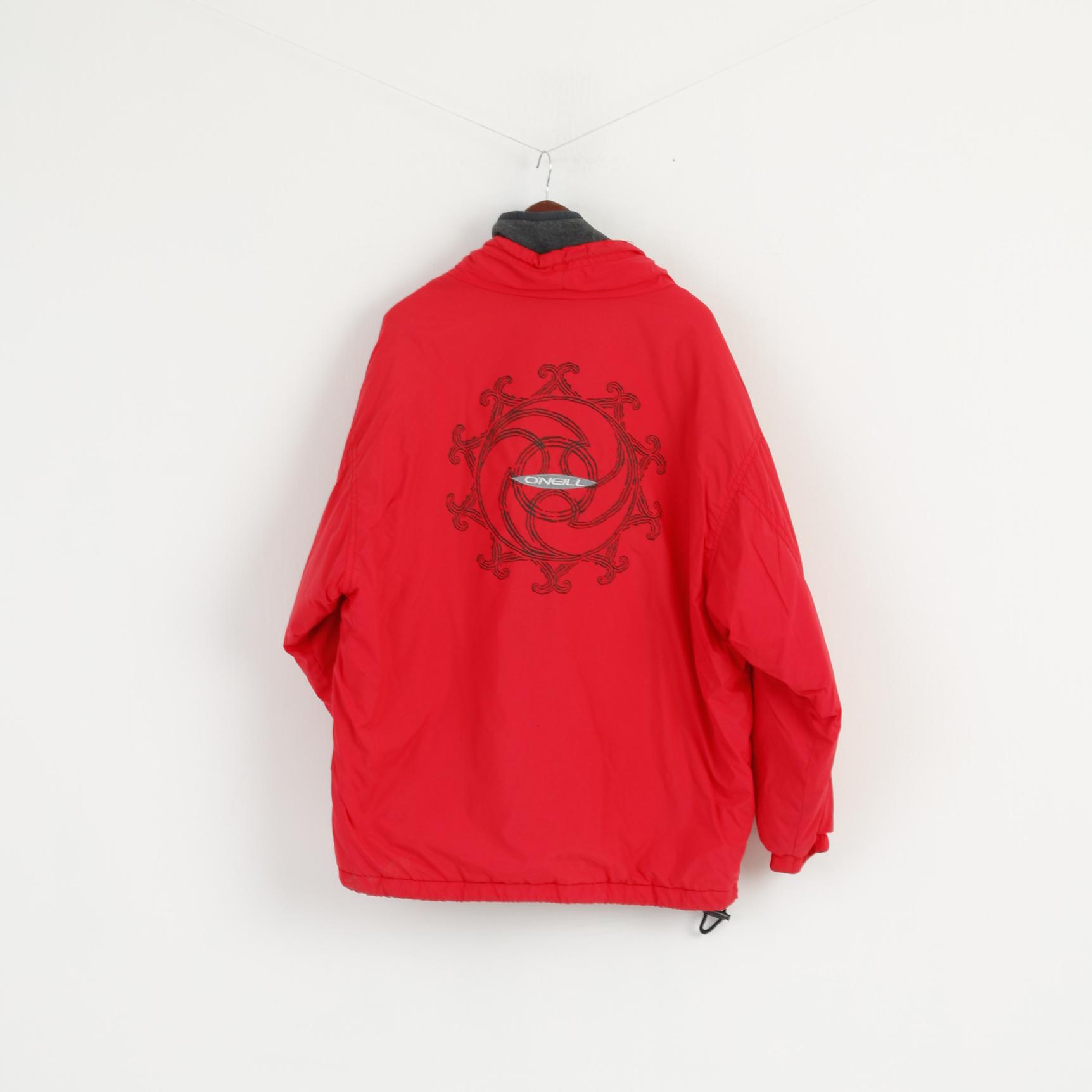 O'Neill Sportswear Men L Jacket Red Ski Snowboarding Pullover Zip Neck Padded Vintage Top