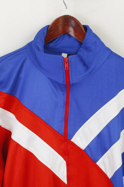 At Sport Men L Sweatshirt Bleu Vintage Brillant Rétro Zip Up Fresh 4 Fun Snake Track Top