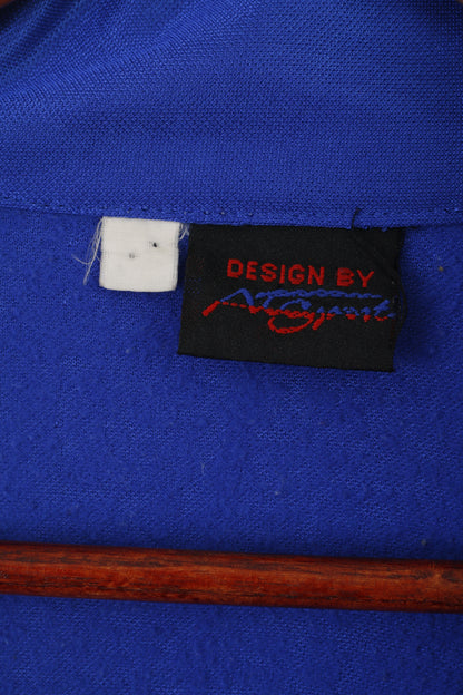 At Sport Men L Sweatshirt Blue Vintage Shiny Retro Zip Up Fresh 4 Fun Snake Track Top