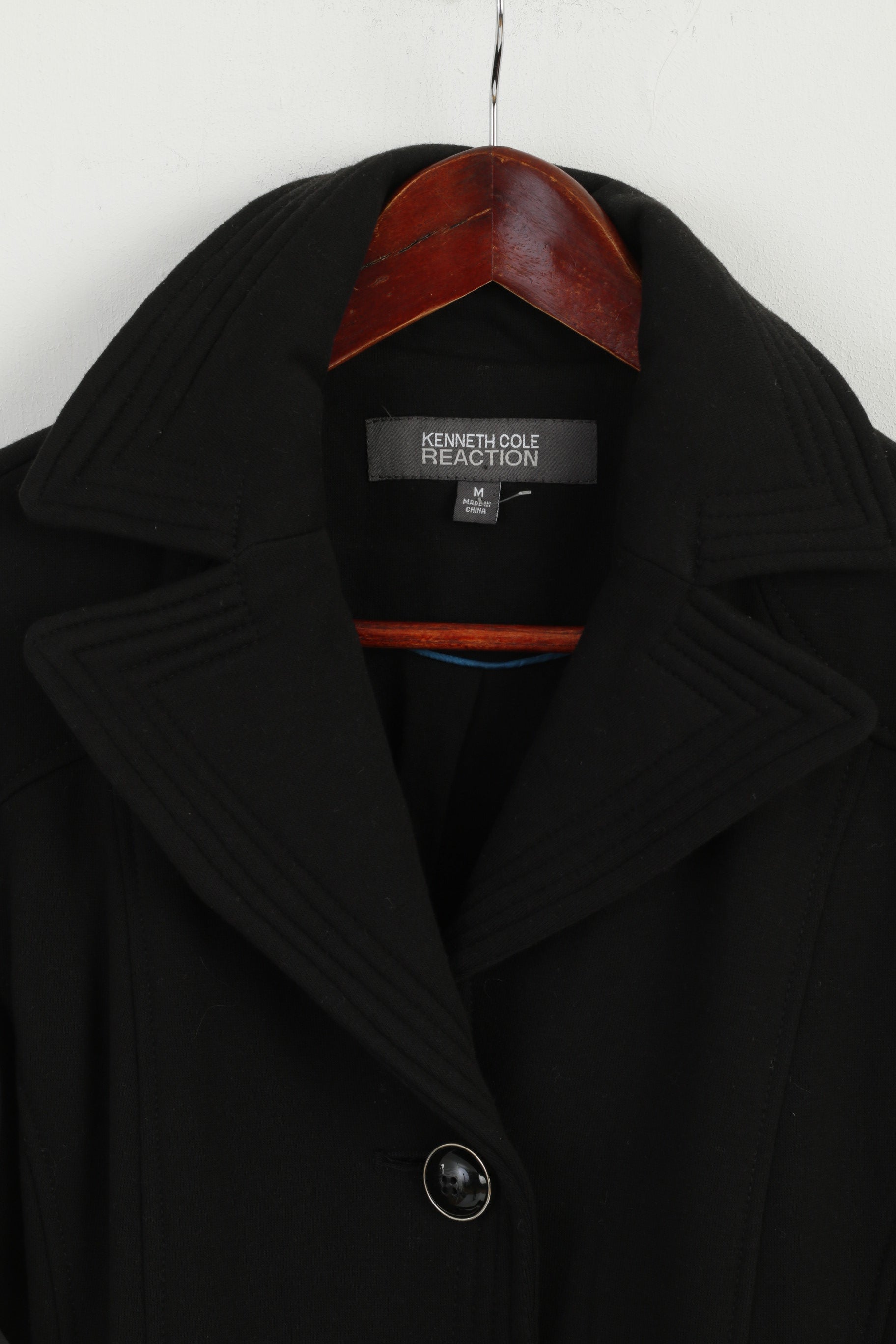 Kenneth Cole Reaction Women M Jacket Black Soft Cotton Belted Fit Casual Top