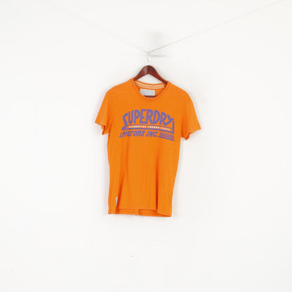 Superdry Men S Shirt Orange Cotton Motors Automotive Graphic Crew Neck Top