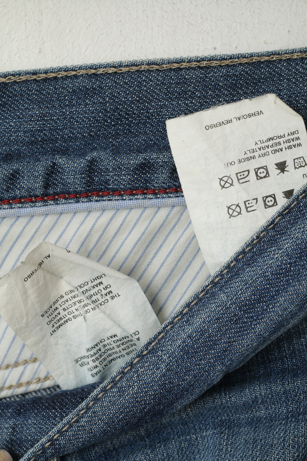 Tommy Hilfiger Uomo 30 Jeans Pantaloni Cotone Blu Denim Pantaloni dritti dritti