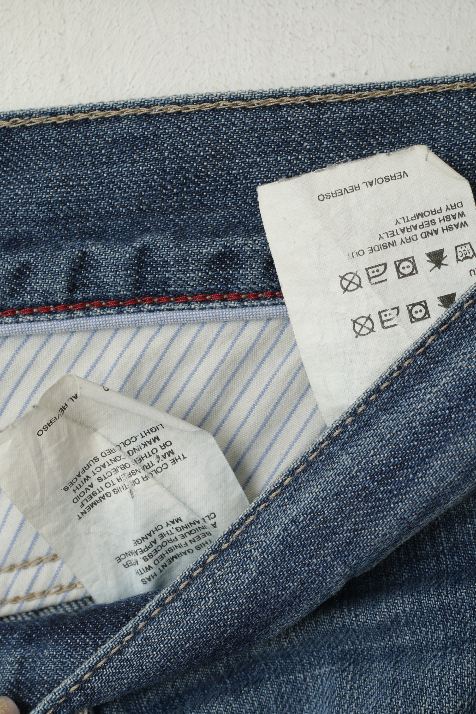 Tommy Hilfiger Uomo 30 Jeans Pantaloni Cotone Blu Denim Pantaloni dritti dritti