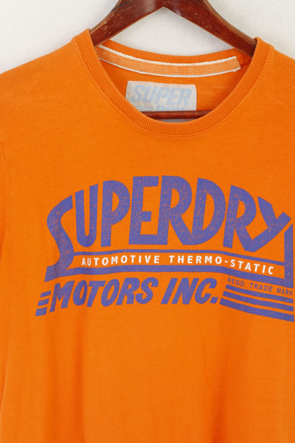 Superdry Hommes Chemise Orange Coton Motors Automotive Graphic Crew Neck Top
