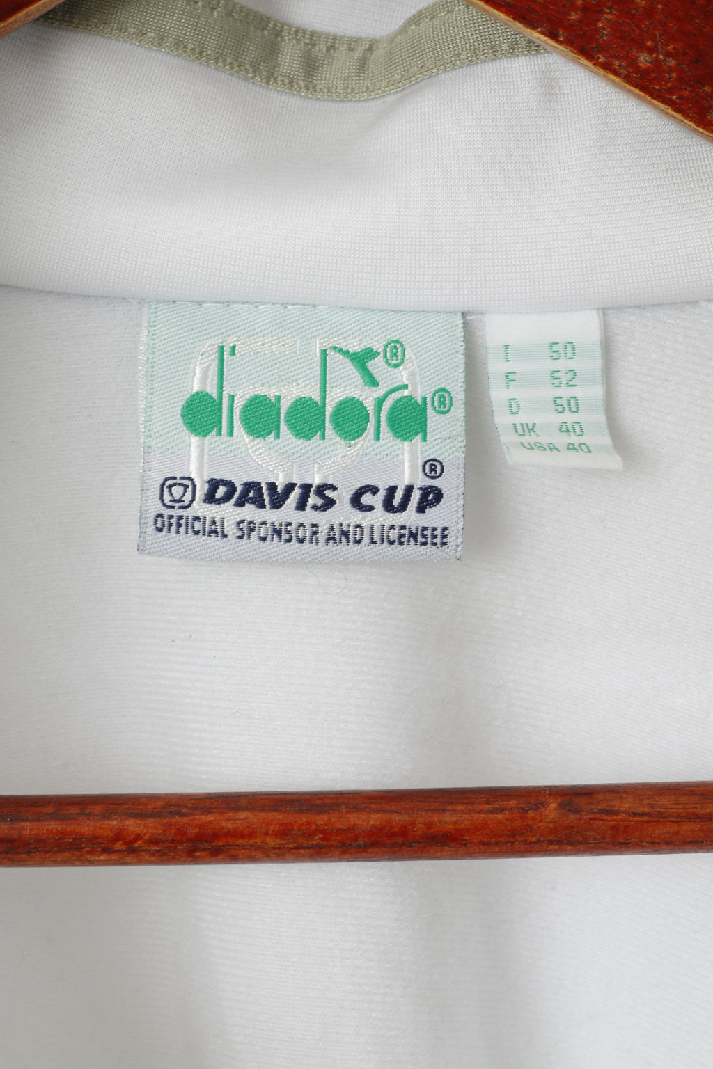 Diadora Coupe Davis Hommes 40 50 L Sweat Blanc Vintage Tennis Snap Sleeve Track Top