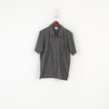 Fila Men L Casual Shirt Gray Sportswear Short Sleeve Pockets Plain Top