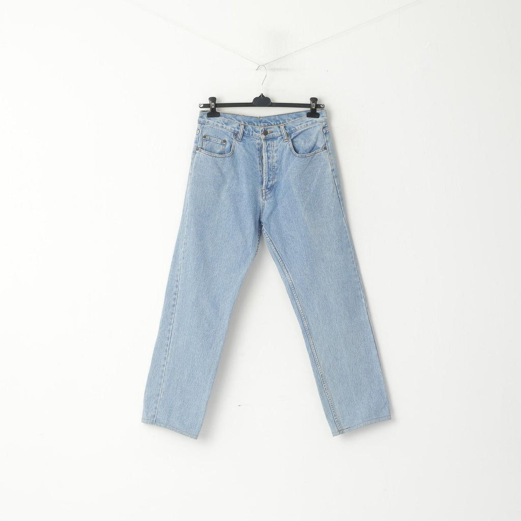 Thomas Burberry Women 34 Trousers Vintage Jeans Light Blue High Waist Pants