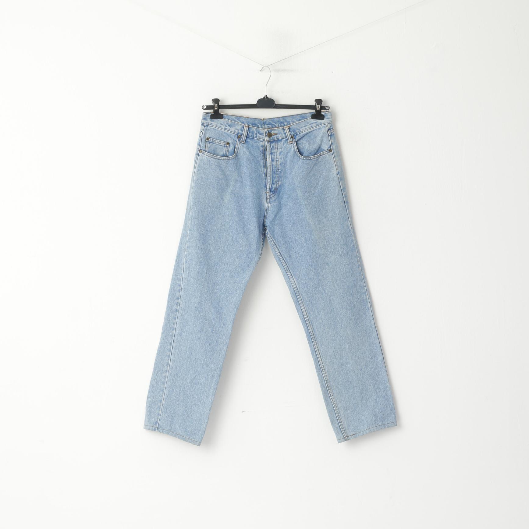 Thomas Burberry Women 34 Trousers Vintage Jeans Light Blue High Waist Pants