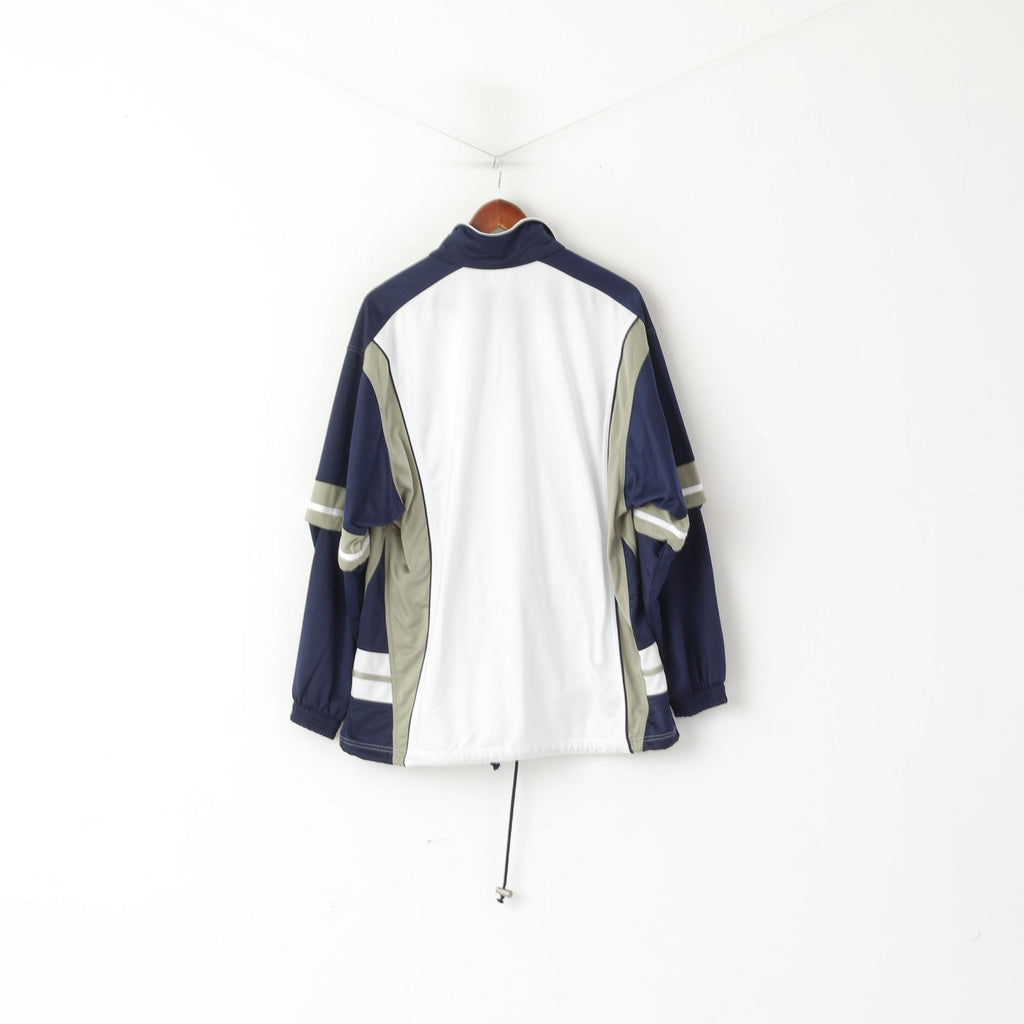 Diadora Coupe Davis Hommes 40 50 L Sweat Blanc Vintage Tennis Snap Sleeve Track Top