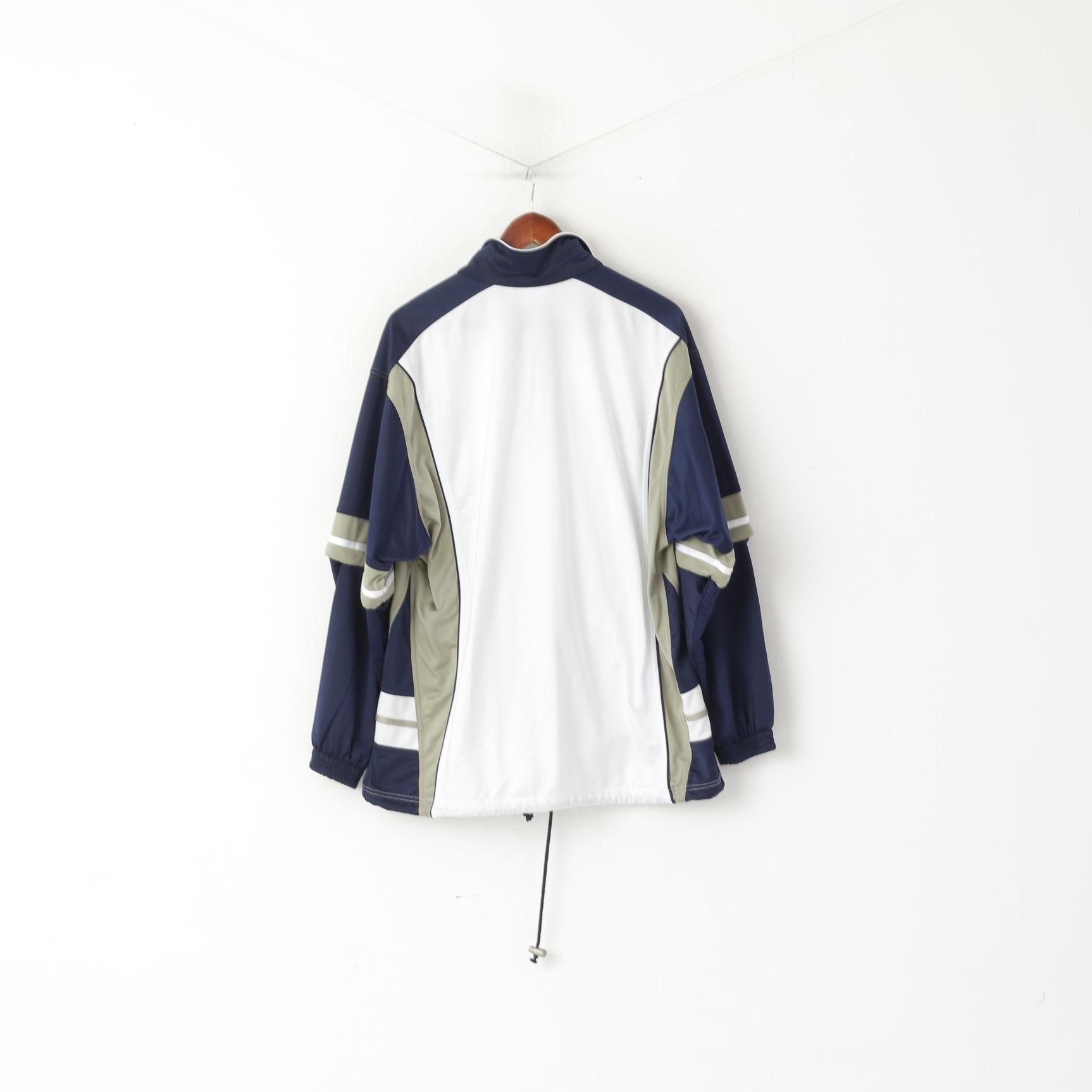 Diadora Coupe Davis Hommes 40 50 L Sweat Blanc Vintage Tennis Snap Sleeve Track Top