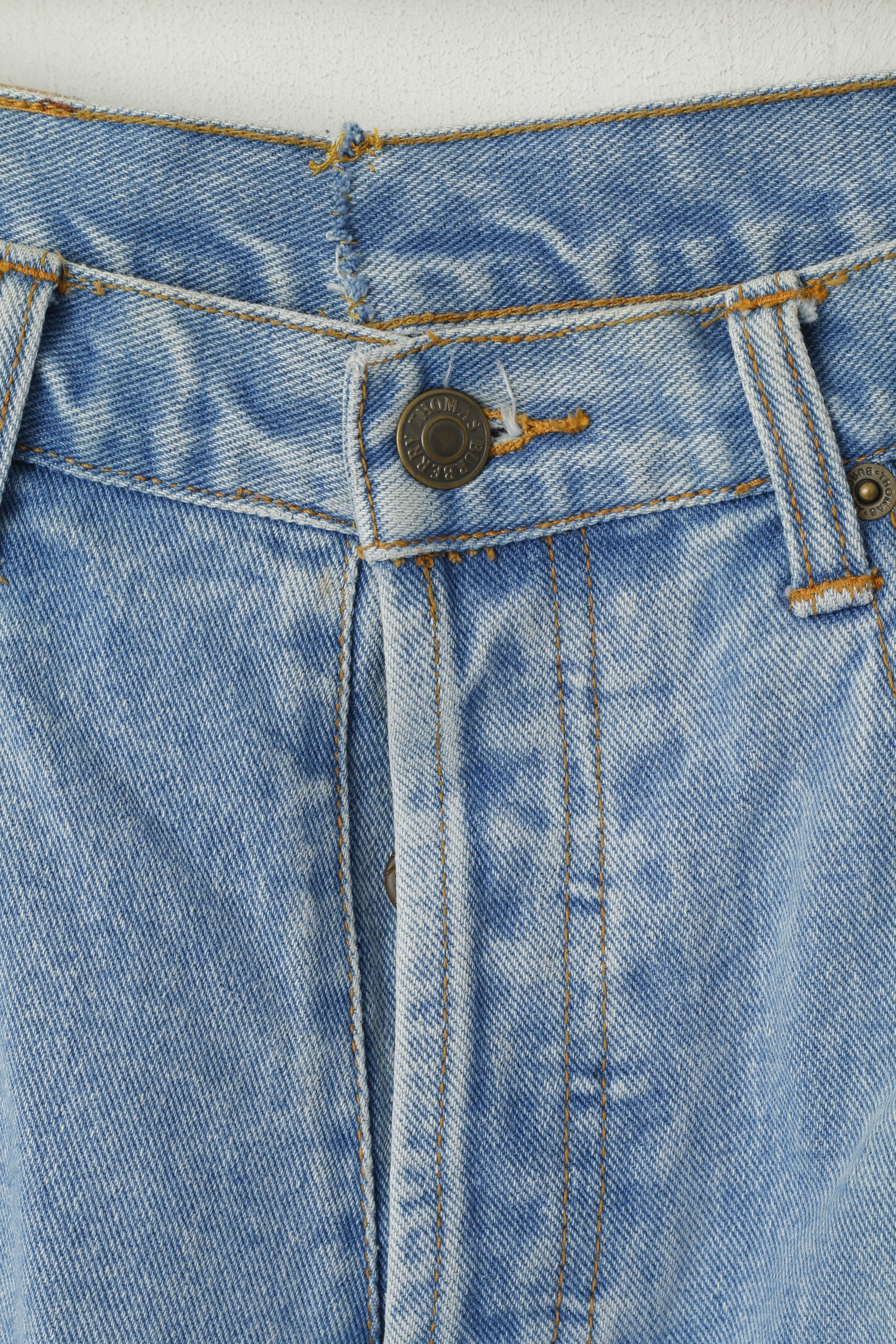 Thomas Burberry Women 34 Trousers Vintage Jeans Light Blue High Waist Pants