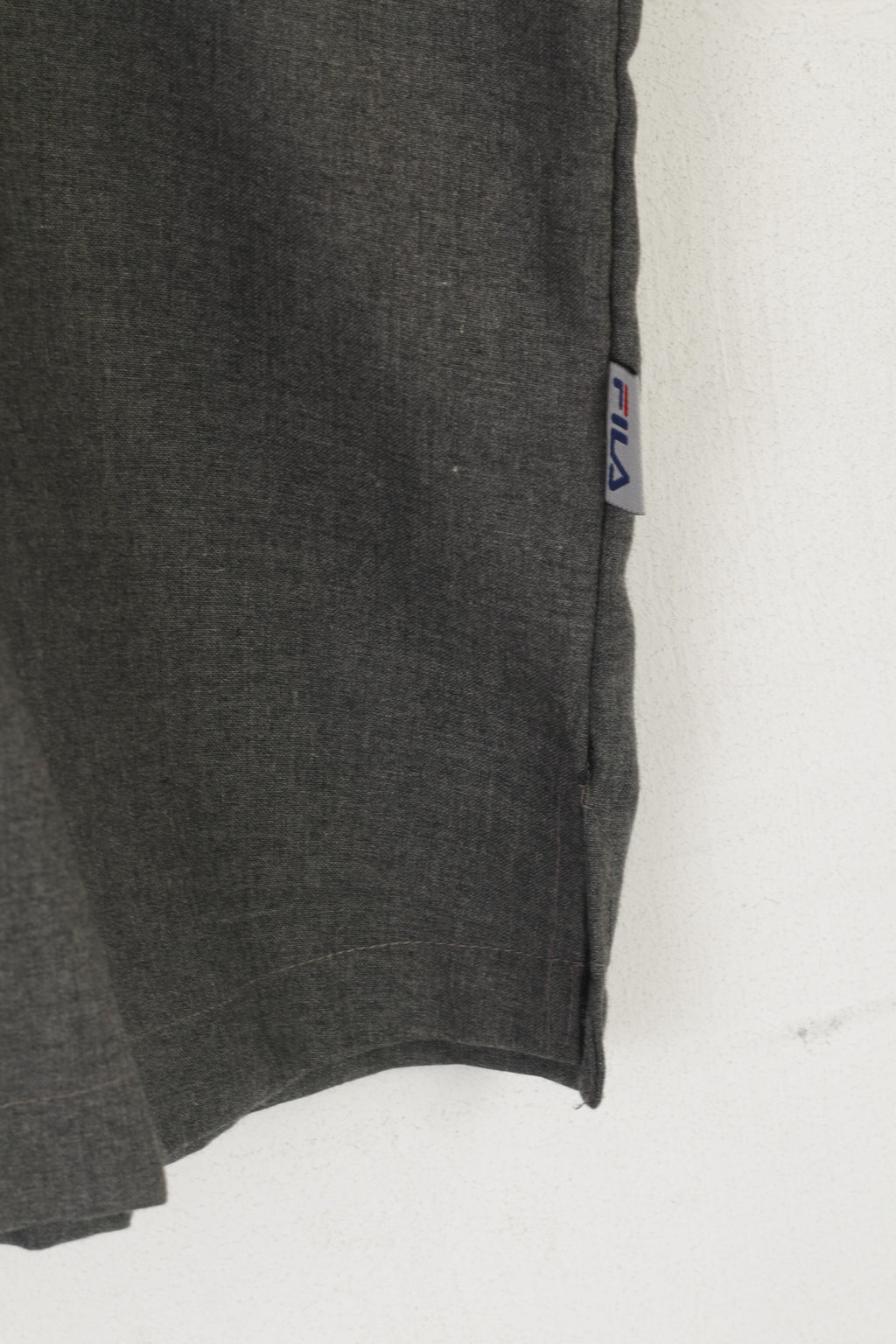 Fila Men L Casual Shirt Gray Sportswear Short Sleeve Pockets Plain Top