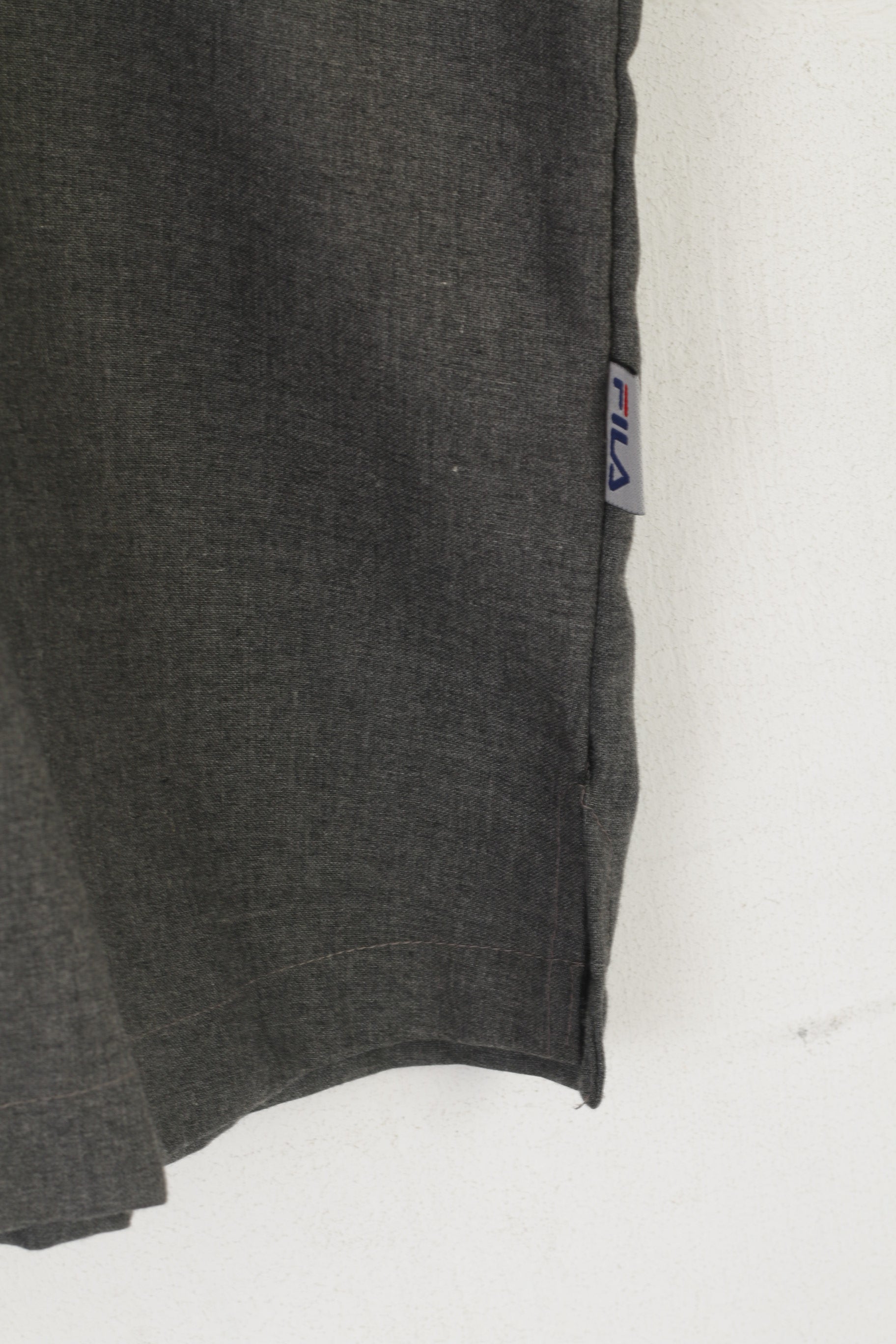 Fila Men L Casual Shirt Gray Sportswear Short Sleeve Pockets Plain Top