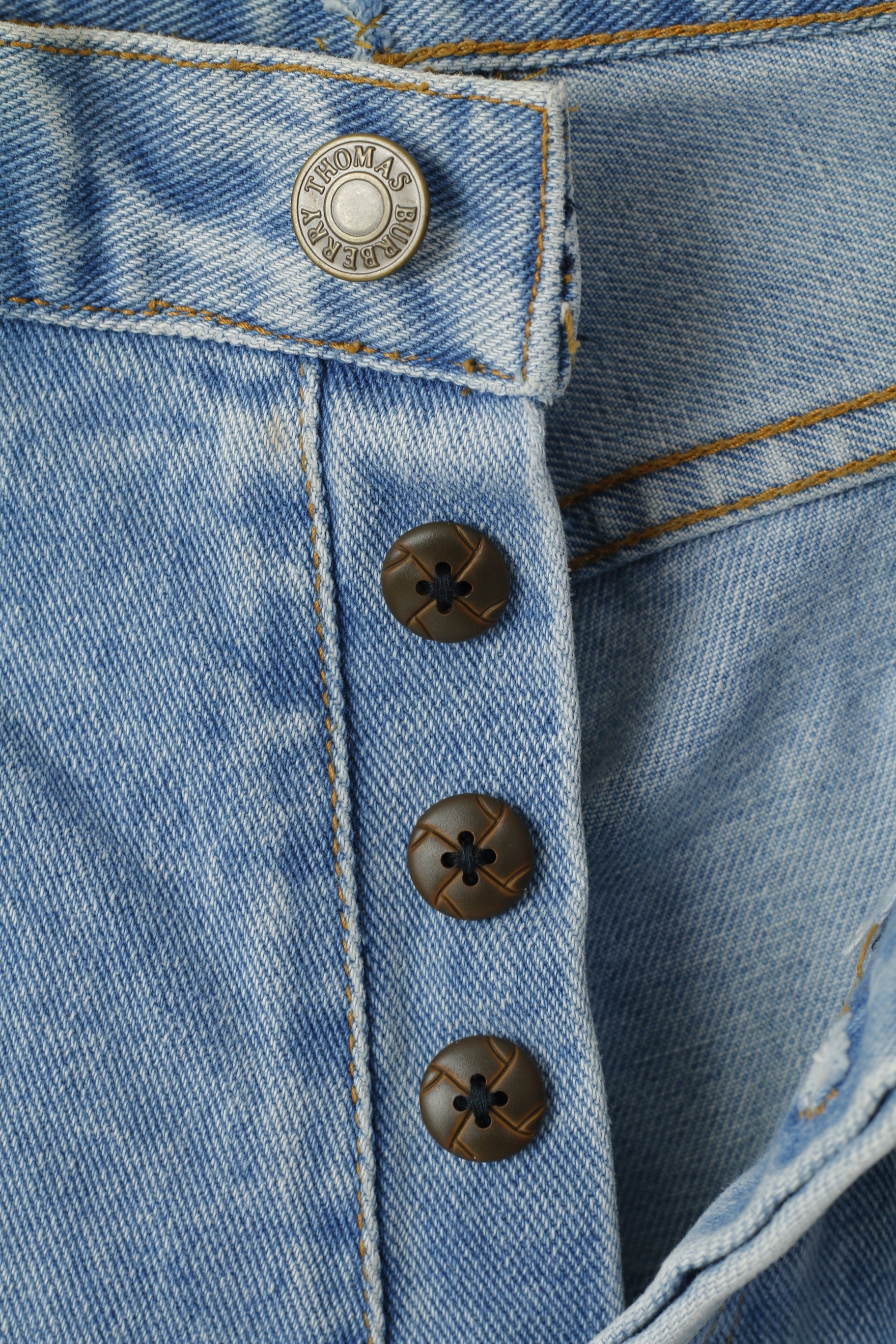 Thomas Burberry Women 34 Trousers Vintage Jeans Light Blue High Waist Pants