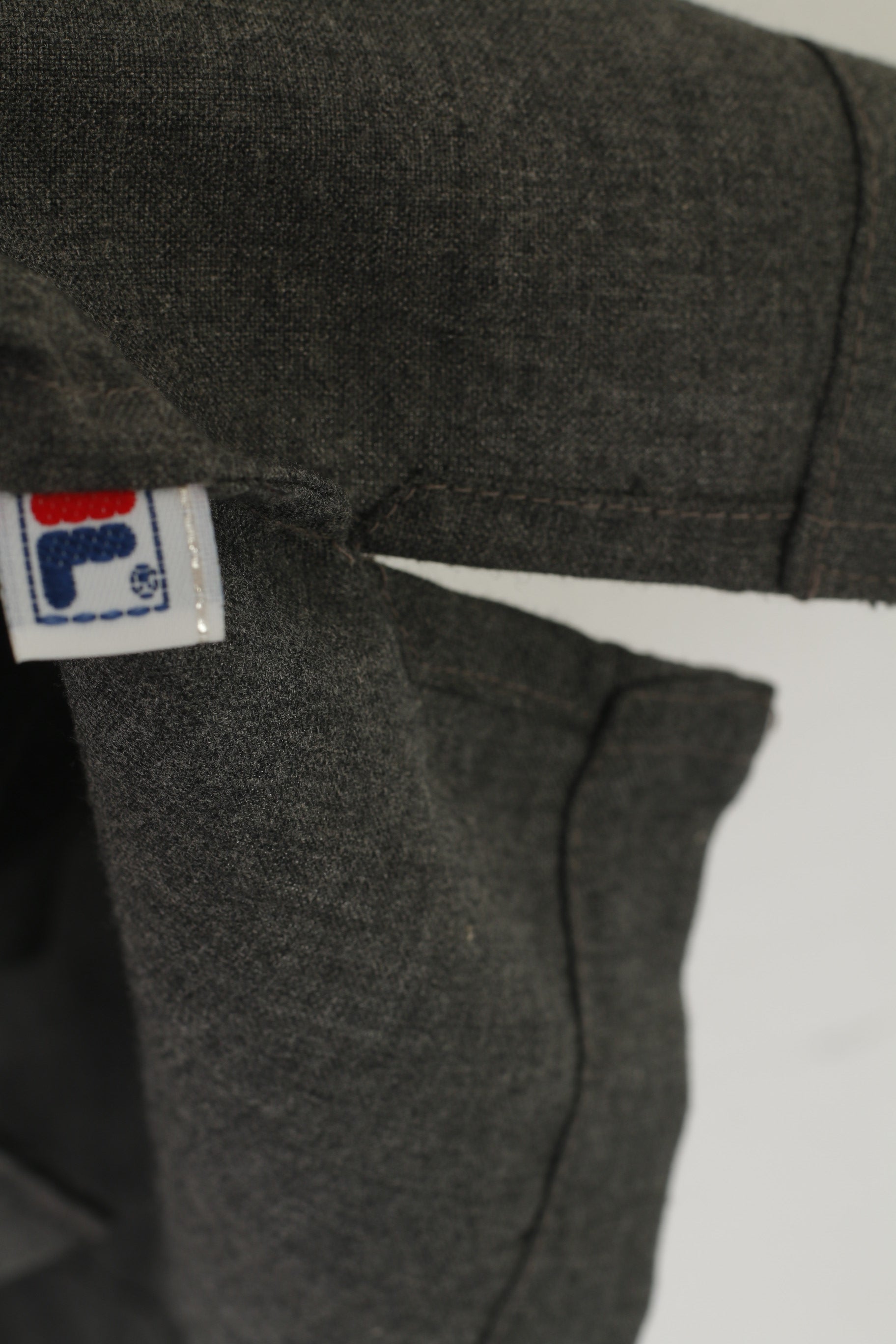 Fila Men L Casual Shirt Gray Sportswear Short Sleeve Pockets Plain Top