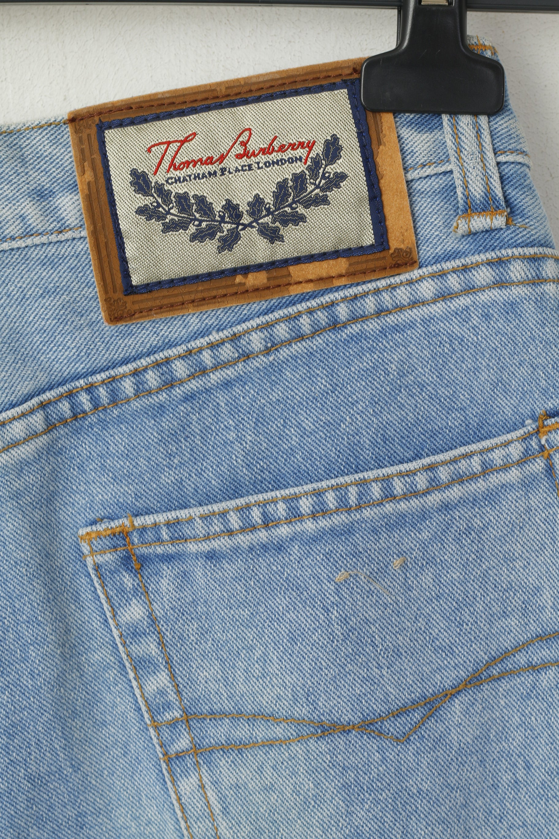 Thomas Burberry Women 34 Trousers Vintage Jeans Light Blue High Waist Pants