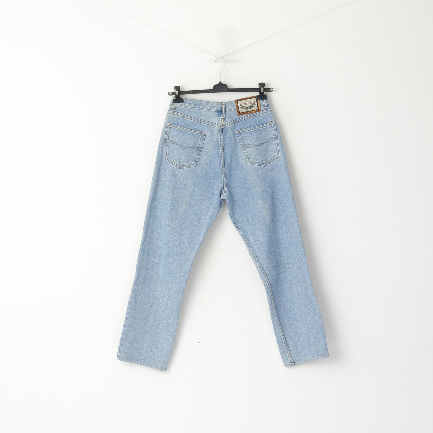 Thomas Burberry Women 34 Trousers Vintage Jeans Light Blue High Waist Pants