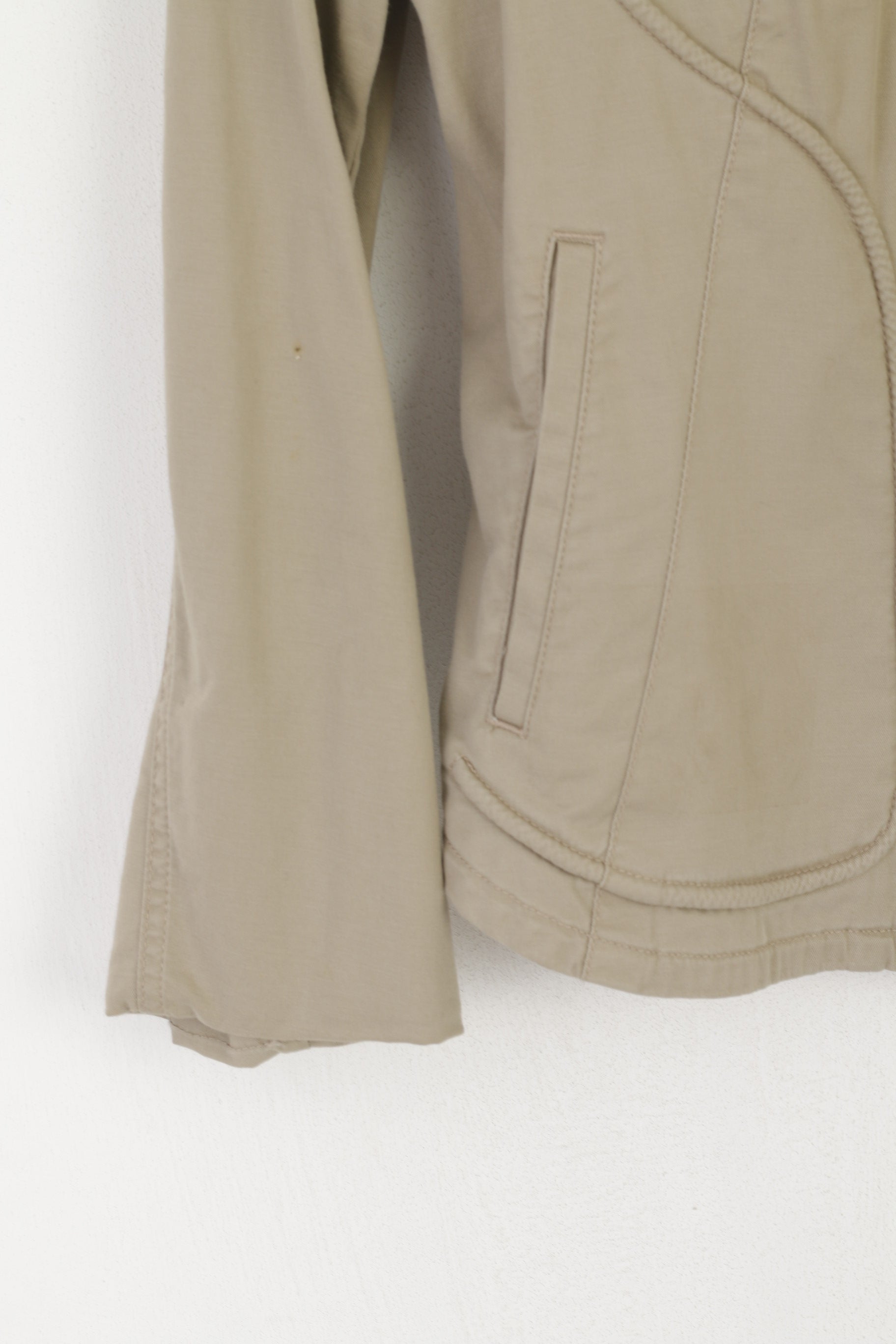 DKNY Femmes 8 S Veste Kaki Coton Court Zip Up Léger Haut Décontracté