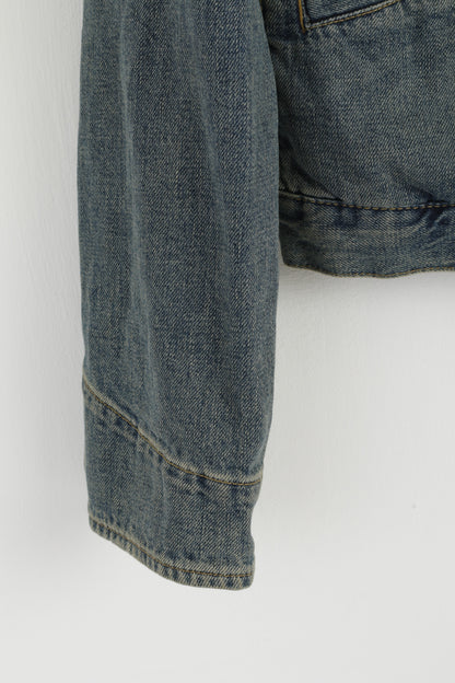 Calvin Klein Jeans Giacca di jeans XL da donna in cotone blu con cerniera intera CK Top unisex dettagliato