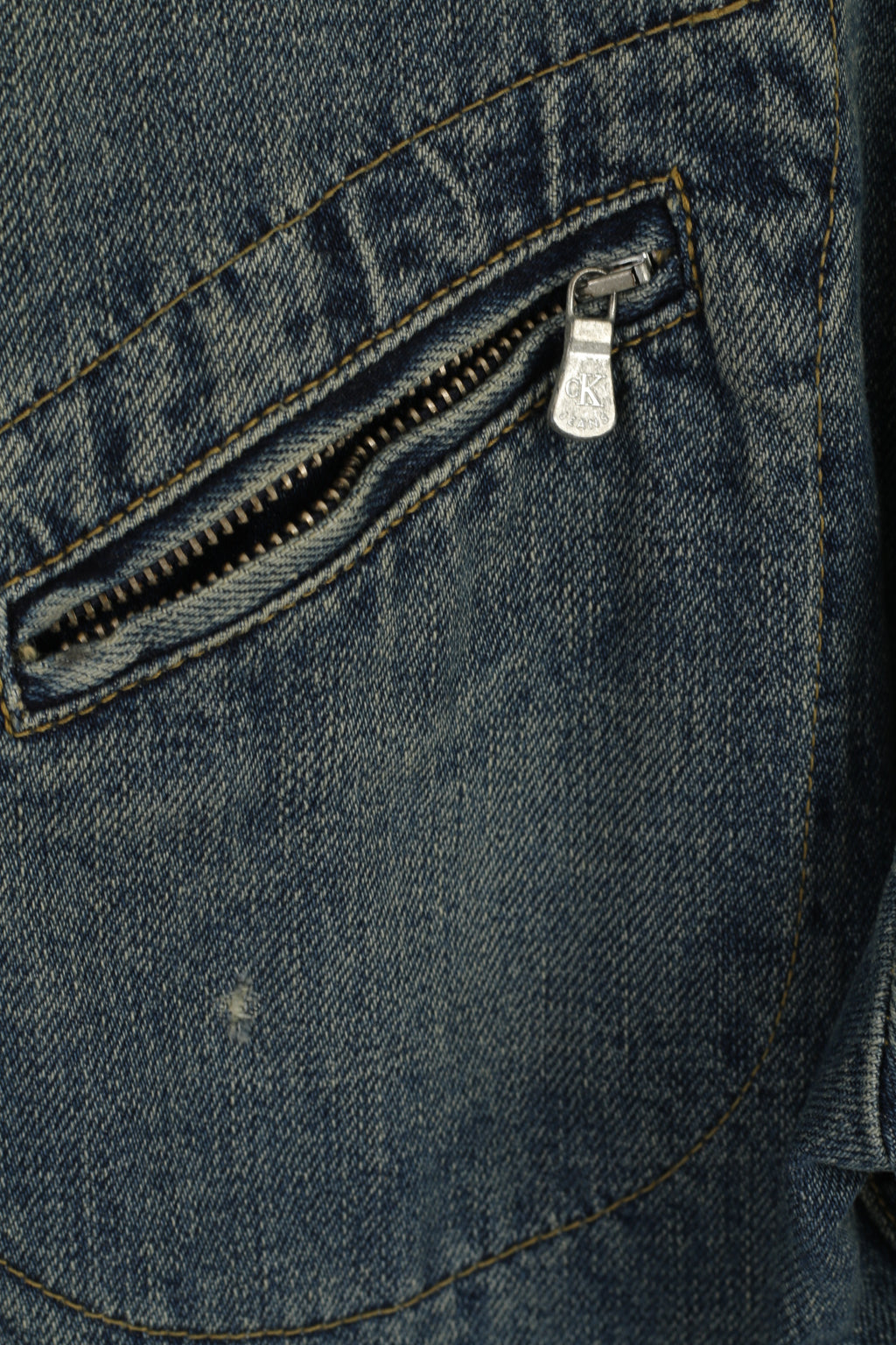Calvin Klein Jeans Womens XL Denim Jacket Blue Cotton Full Zipper CK Detailed Unisex Top