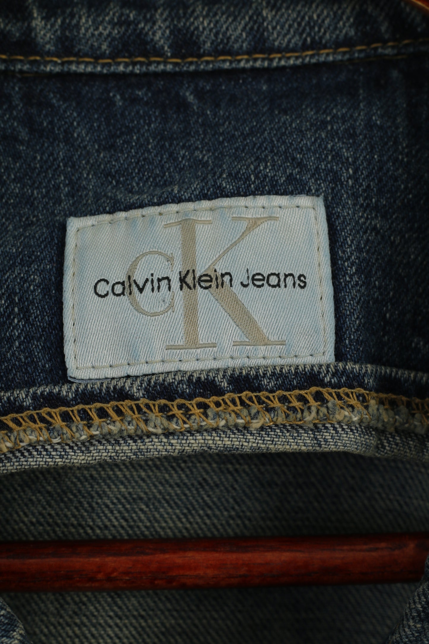 Calvin Klein Jeans Womens XL Denim Jacket Blue Cotton Full Zipper CK Detailed Unisex Top