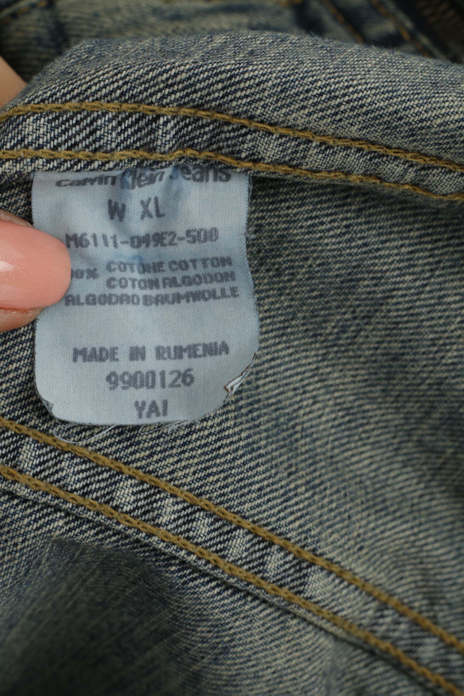 Calvin Klein Jeans Womens XL Denim Jacket Blue Cotton Full Zipper CK Detailed Unisex Top