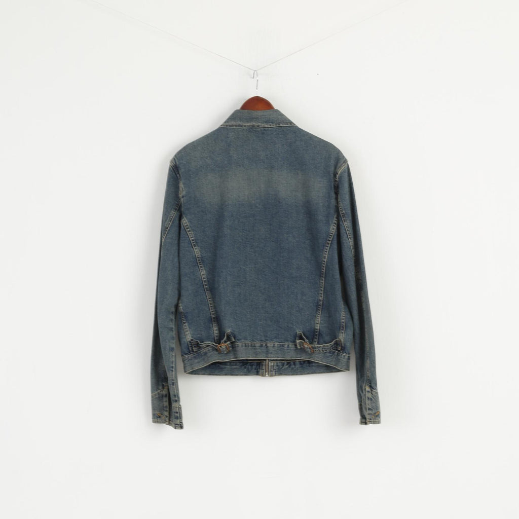 Calvin Klein Jeans Womens XL Denim Jacket Blue Cotton Full Zipper CK Detailed Unisex Top