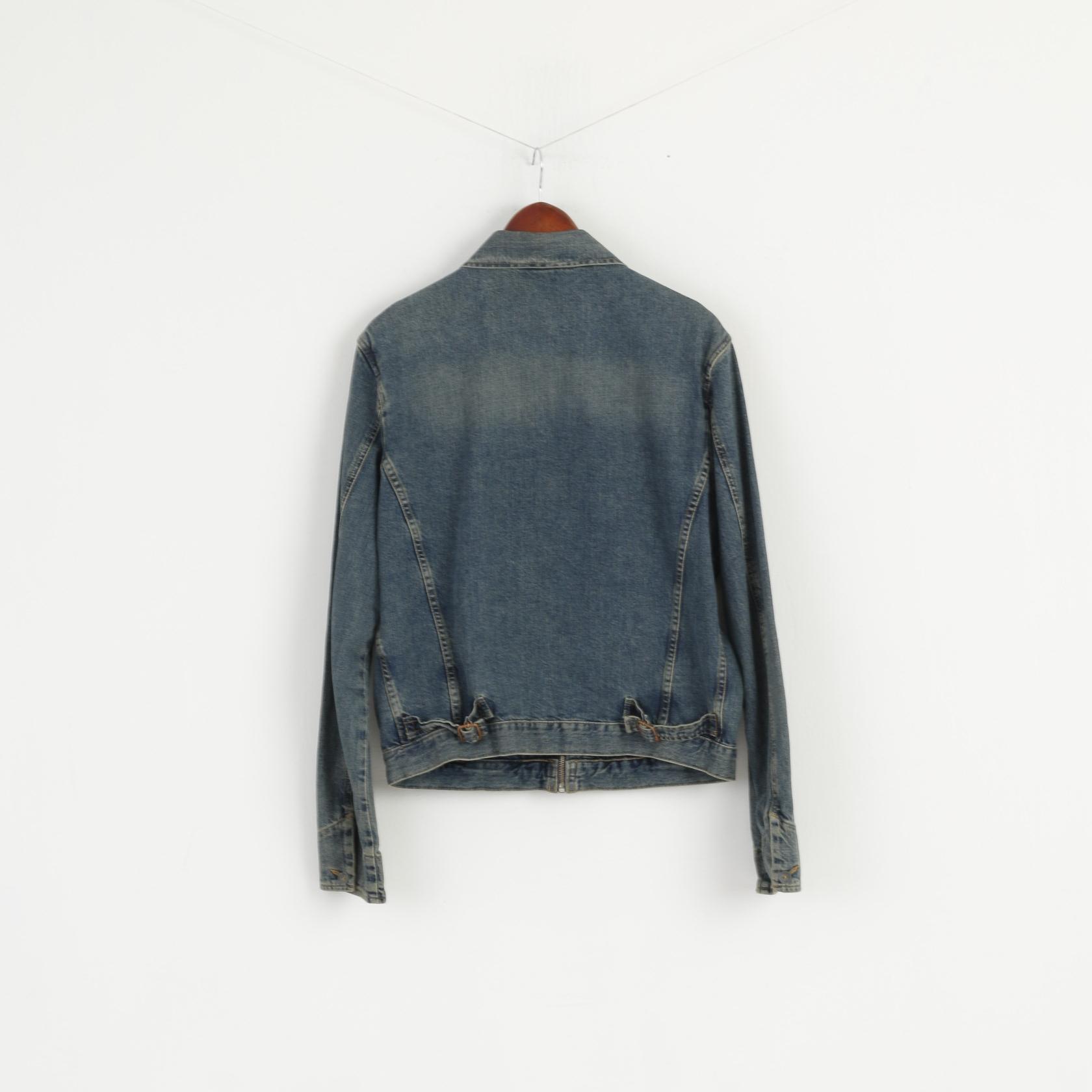 Calvin Klein Jeans Womens XL Denim Jacket Blue Cotton Full Zipper CK Detailed Unisex Top