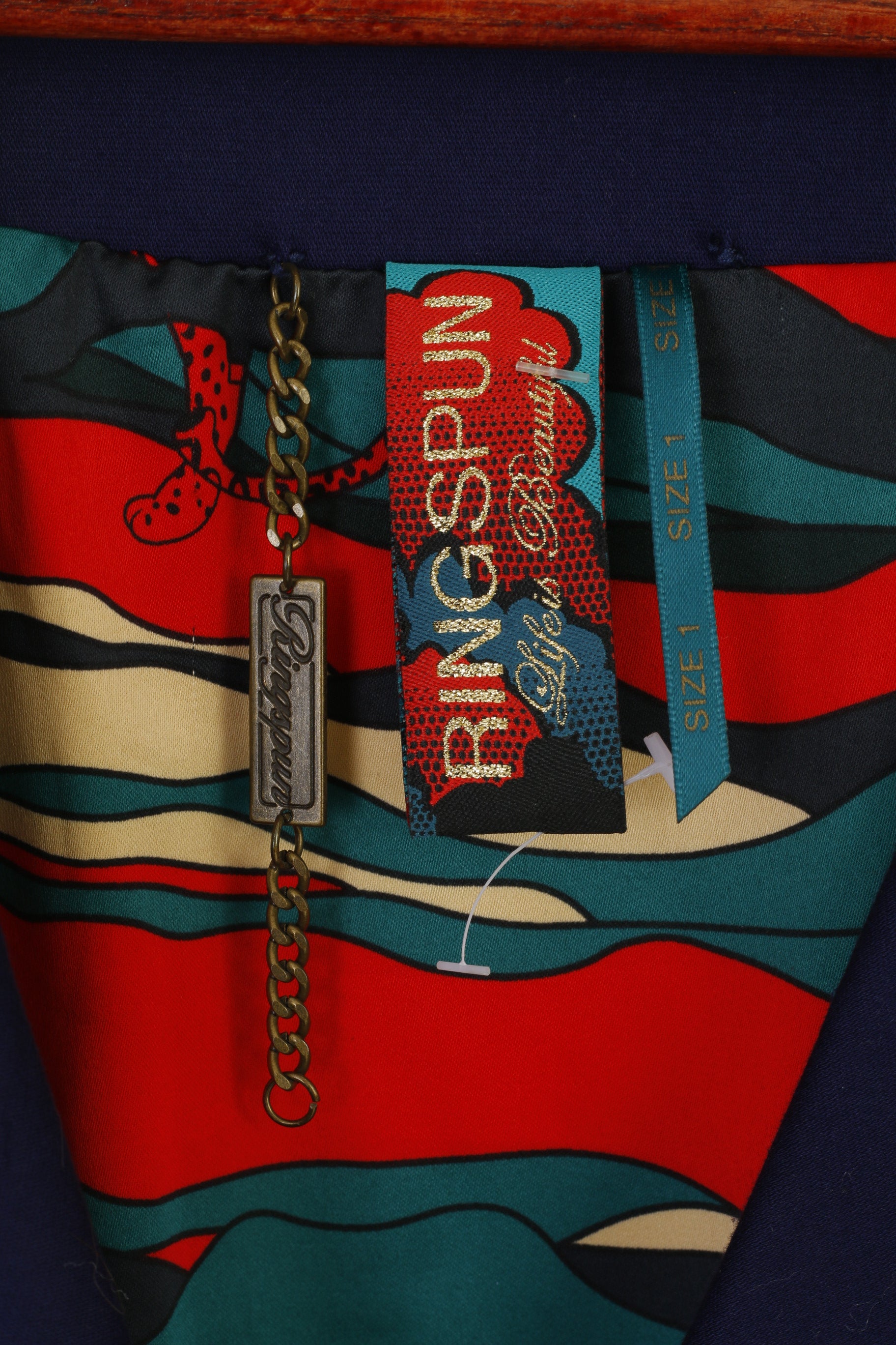 Ringspun Women 1 XS Coat Purple Cotton Harlequin Stunning Belted Designer Asymetric Top