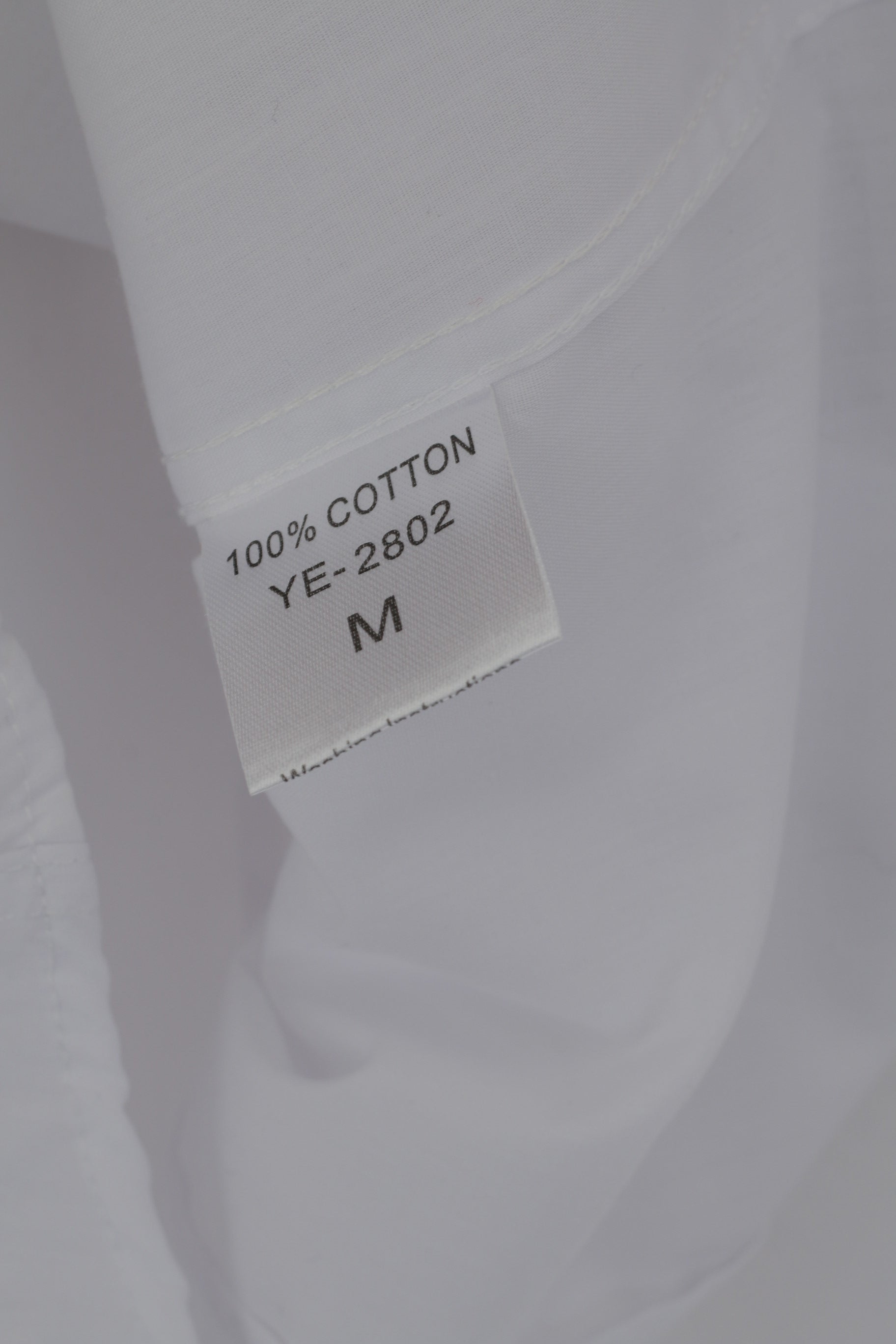 Yves Enzo Men M Casual Shirt White Cotton Slim Fit Black Buttons Long Sleeve Top