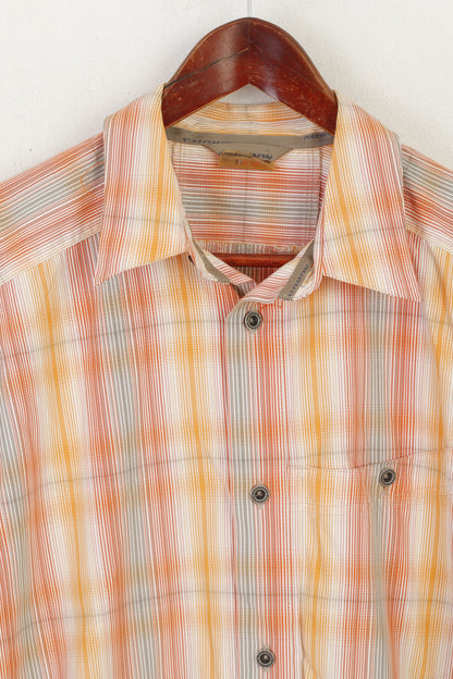 Salomon Men XL Casual Shirt Orange Outdoor Short Sleeve Pocket Mountain Top