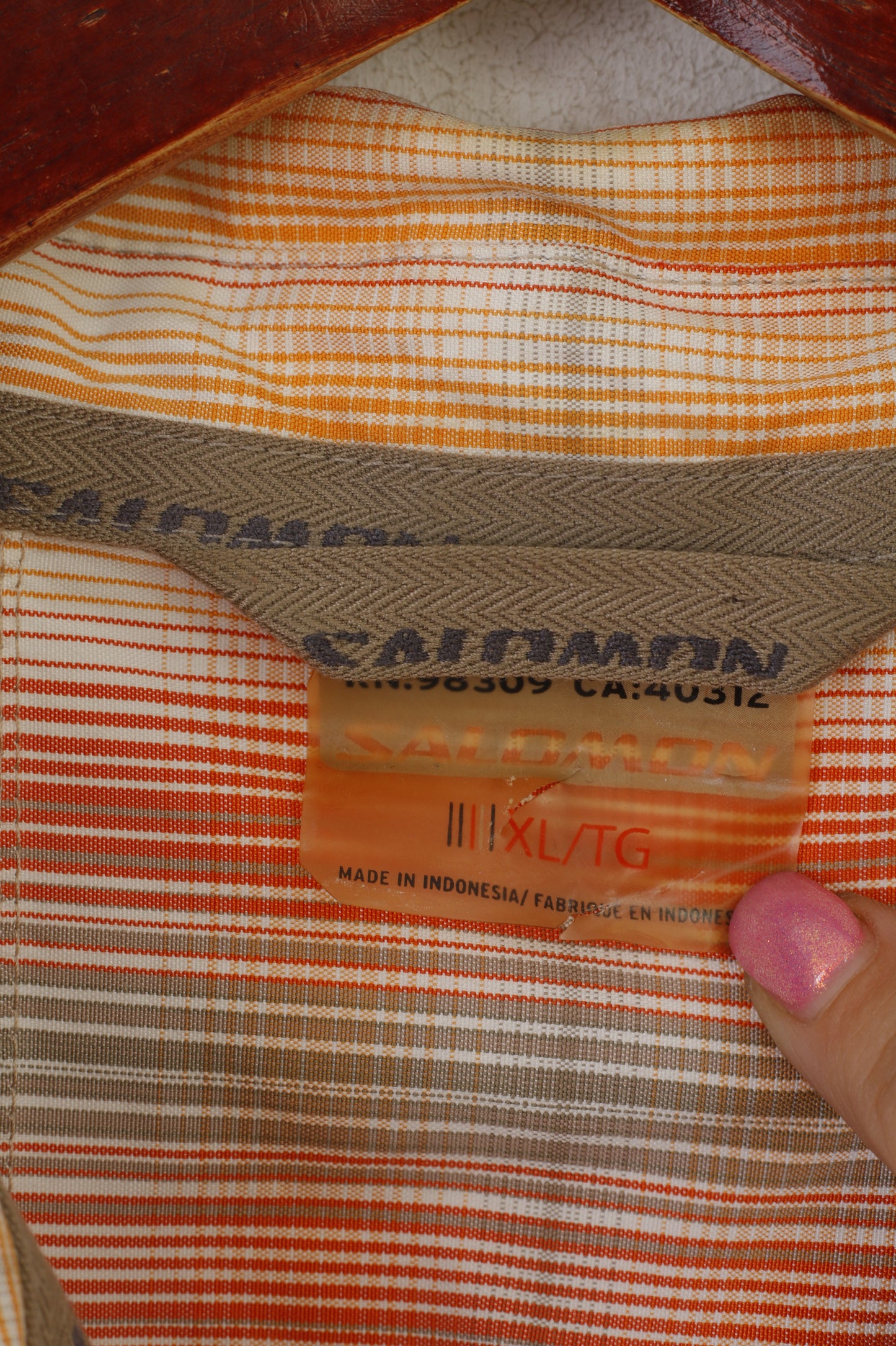 Salomon Men XL Casual Shirt Orange Outdoor Short Sleeve Pocket Mountain Top