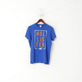Hollister California Hommes M Chemise Bleu Coton Grand Logo Été Col Rond Haut