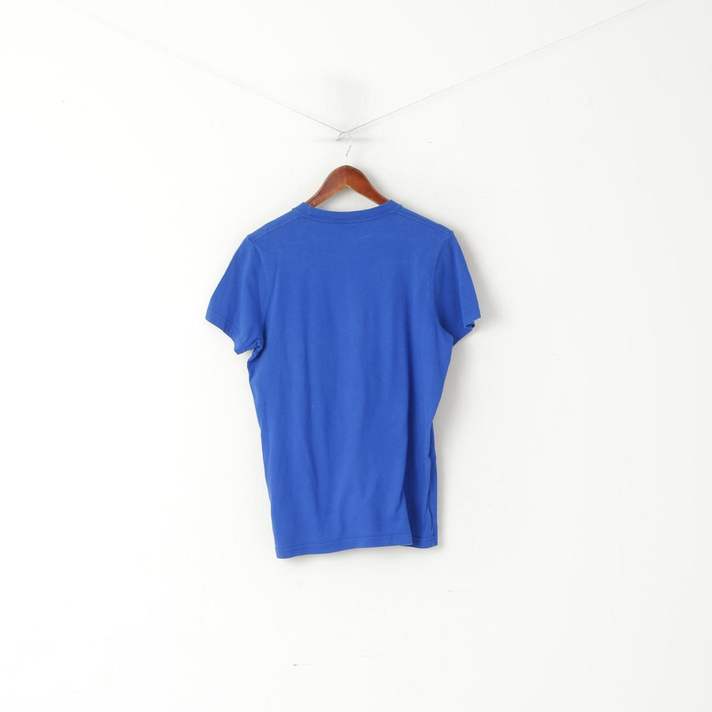 Hollister California Men M Shirt Blue Cotton Big Logo Summer Crew Neck Top