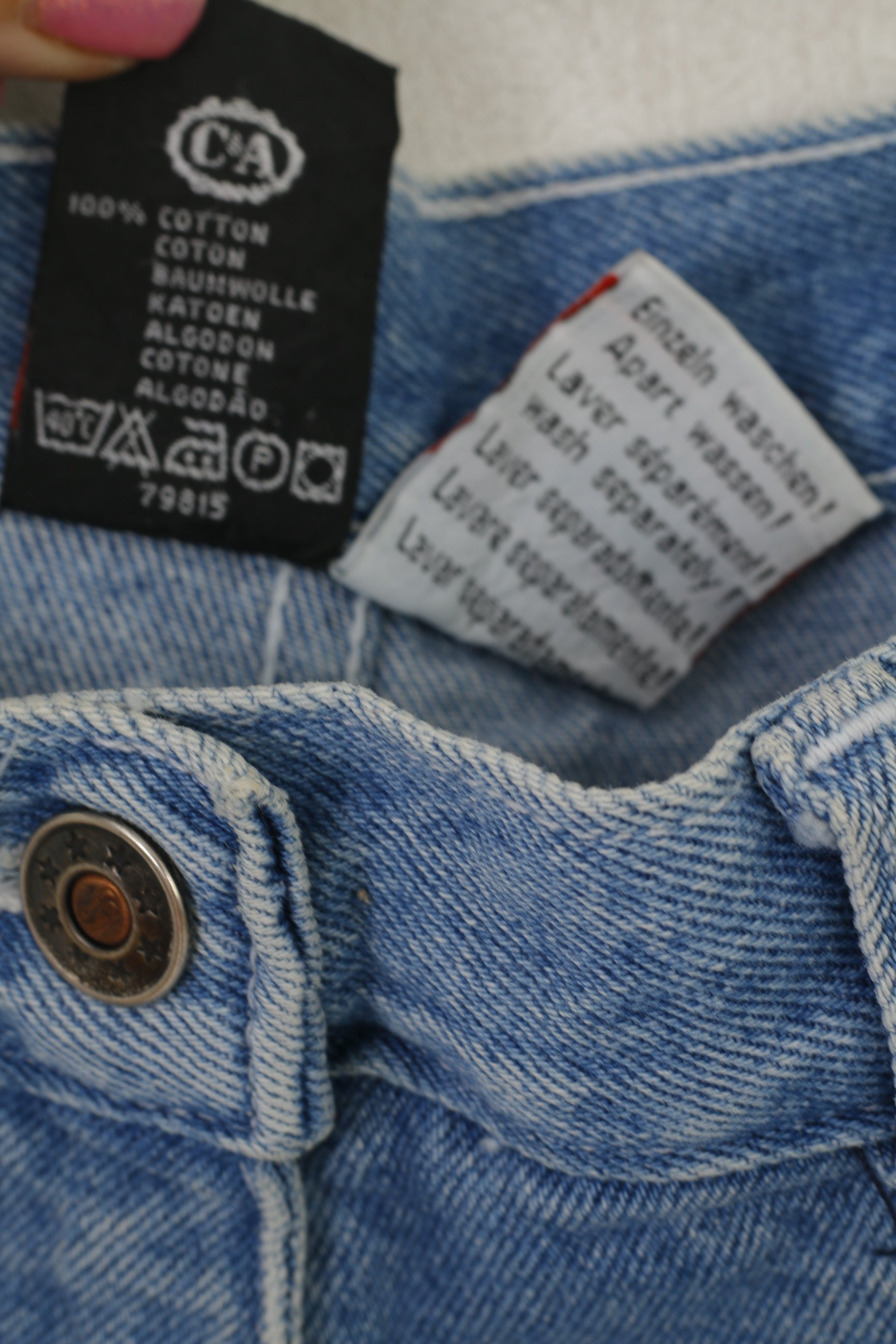 C&amp;A Jinglers Femmes 27 36 S Short Bleu Coton Capri Denim Pantalon Vintage