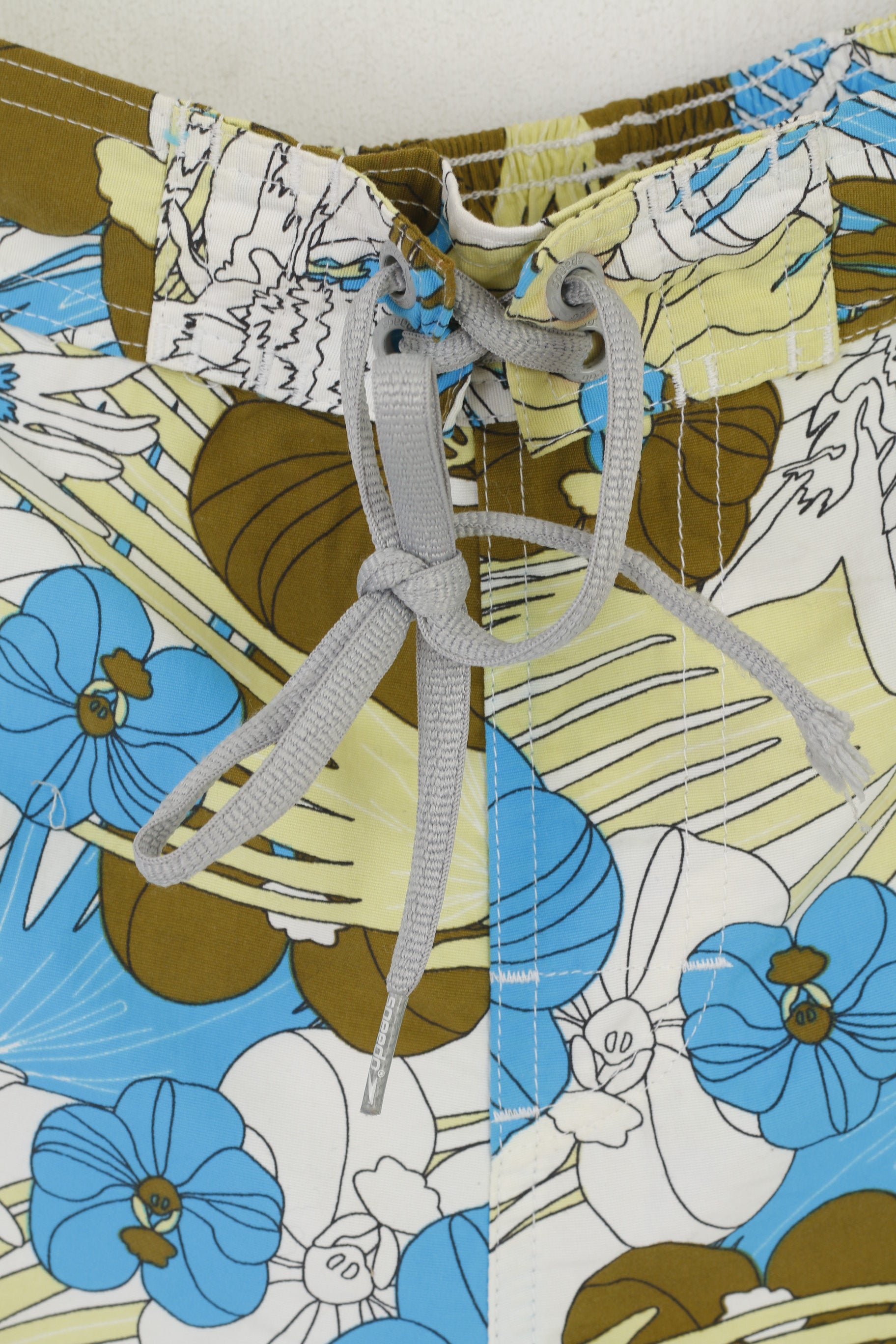 Speedo Hommes XL Short Marron Floral Nylon Swim Hawaii Maille Doublé Cordon