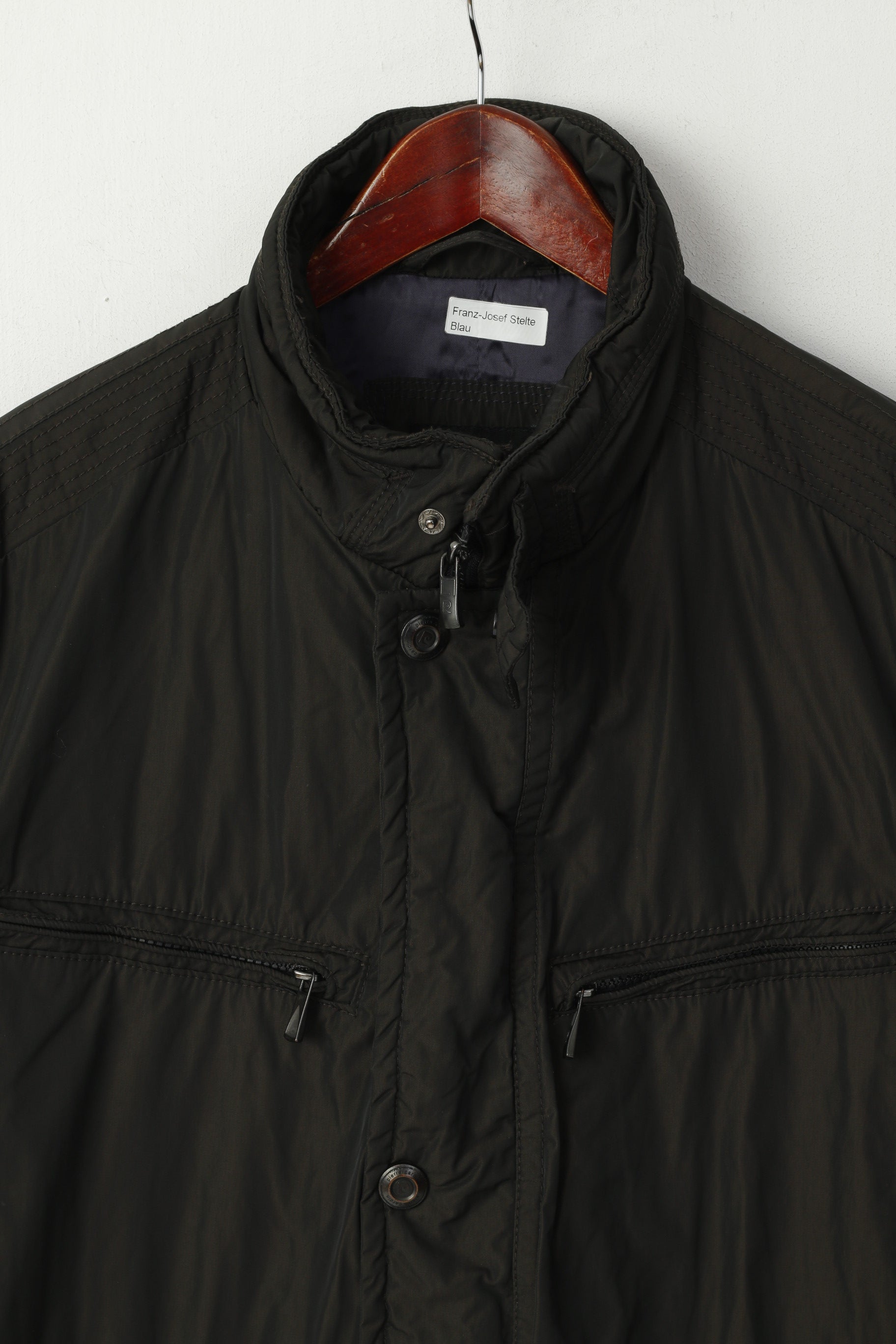 Pierre Cardin Paris Hommes 27 L Veste Marron Foncé Brillant Rembourré Militaire Casual Top