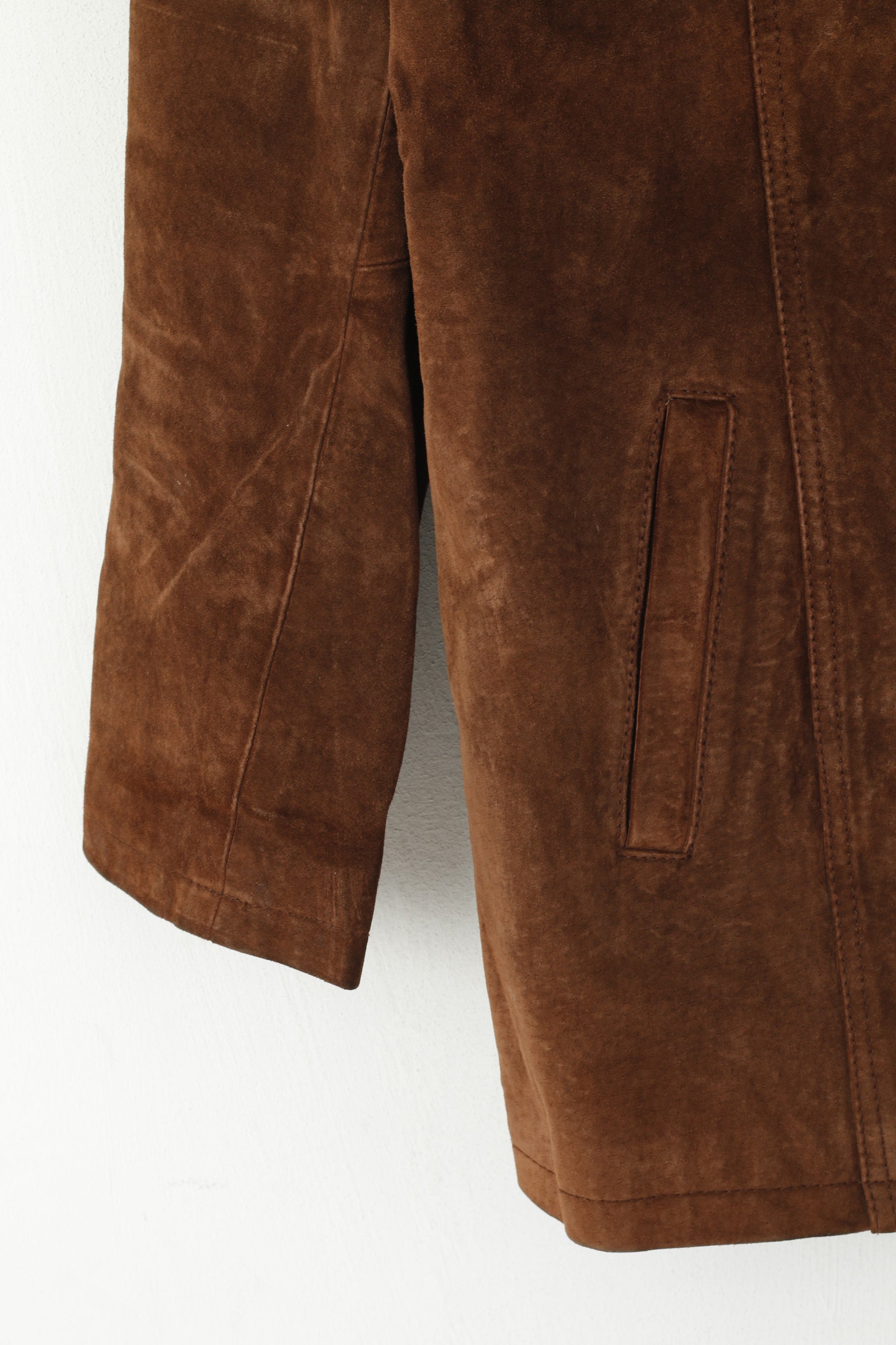 Joie De Vivre Veste femme 16 L en cuir suédé marron chocolat haut à simple boutonnage